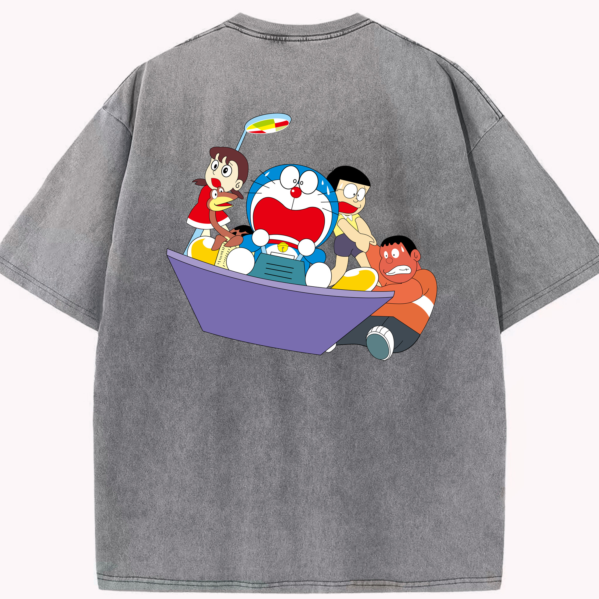 （画像用） ドラえもん Doraemon 綿100% ヴィンテージ風 半袖Tシャツ（背面プリント）