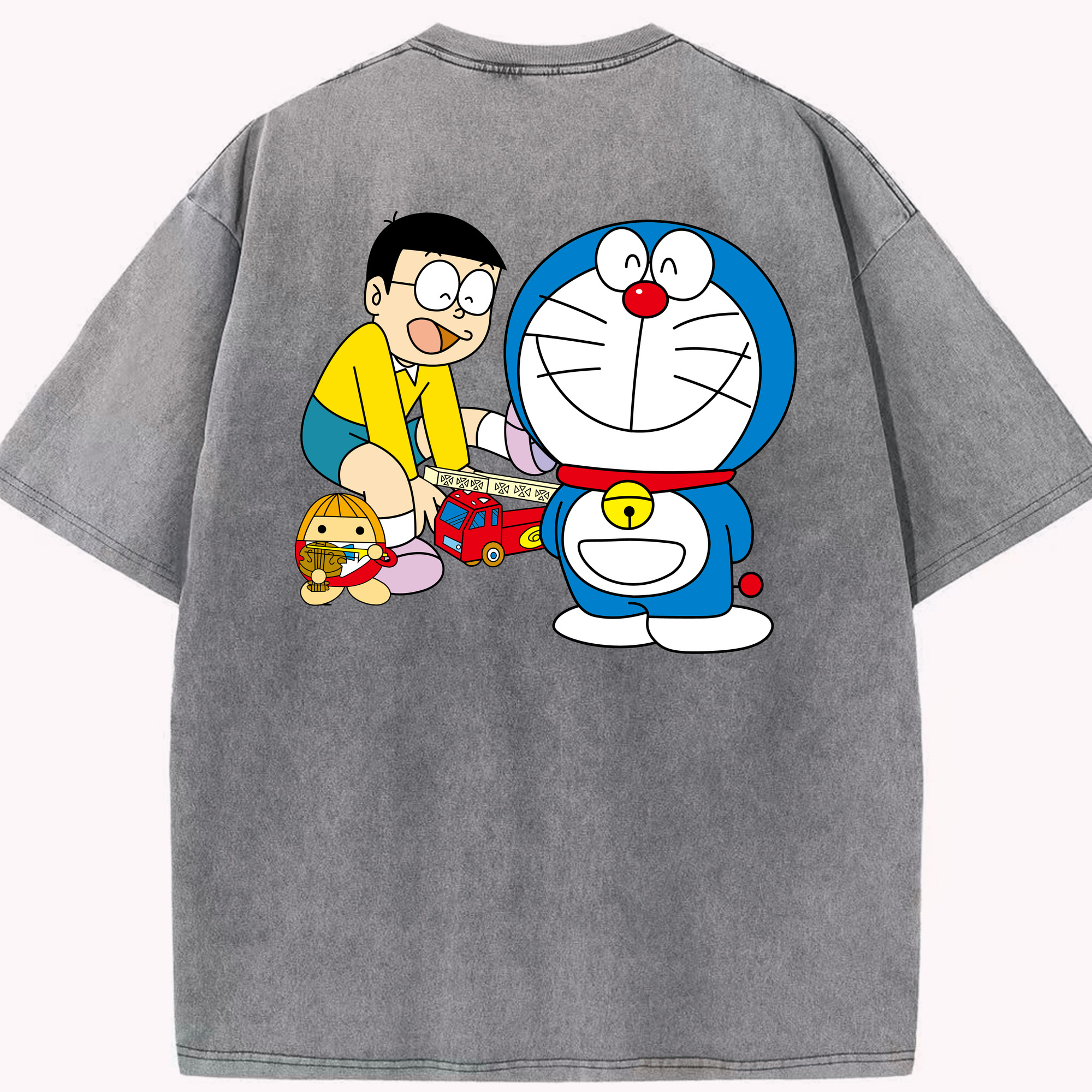 （画像用） ドラえもん Doraemon 綿100% ヴィンテージ風 半袖Tシャツ（背面プリント）