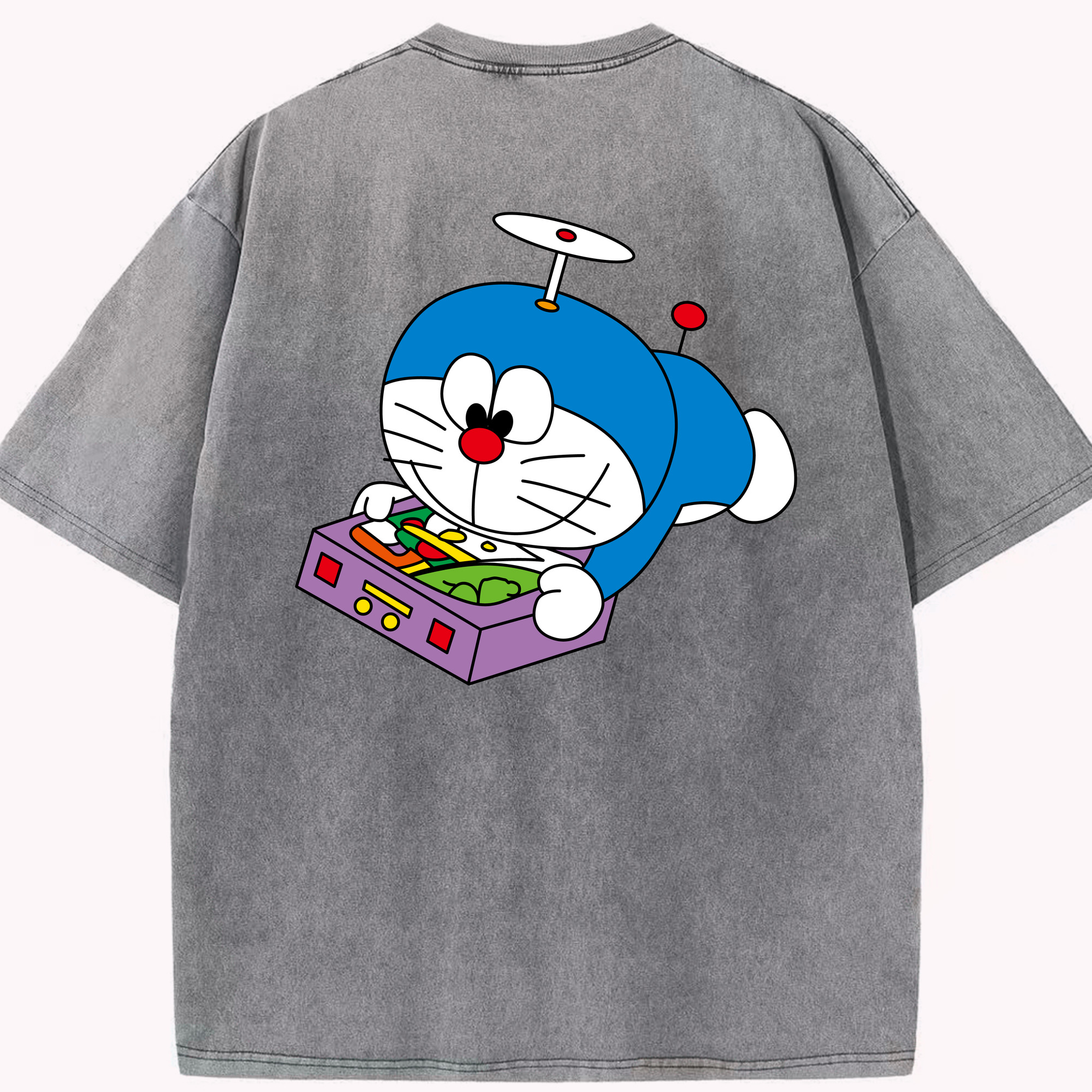（画像用） ドラえもん Doraemon 綿100% ヴィンテージ風 半袖Tシャツ（背面プリント）
