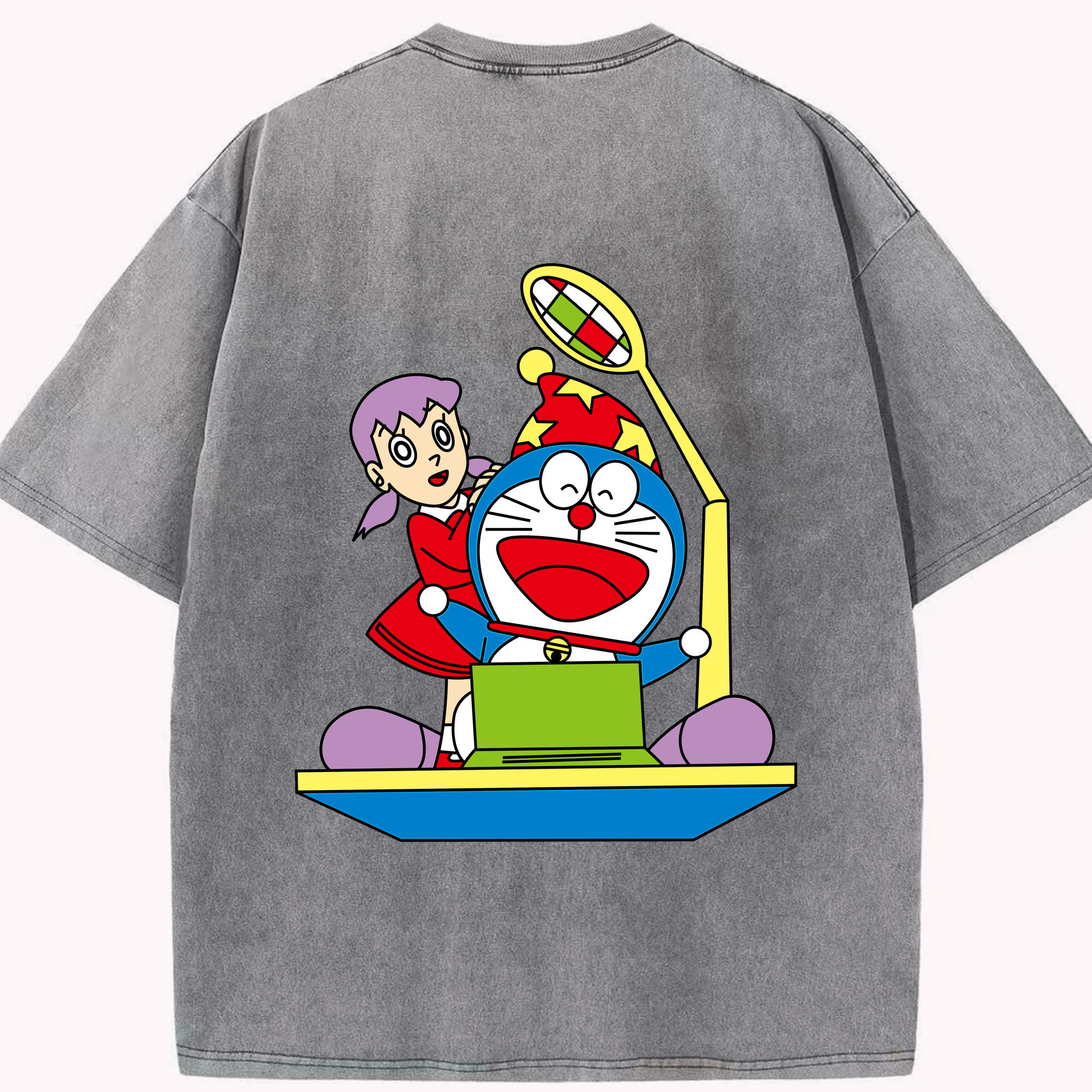 （画像用） ドラえもん みなもと しずか Doraemon Shizuka Minamoto 綿100% ヴィンテージ風 半袖Tシャツ（背面プリント）