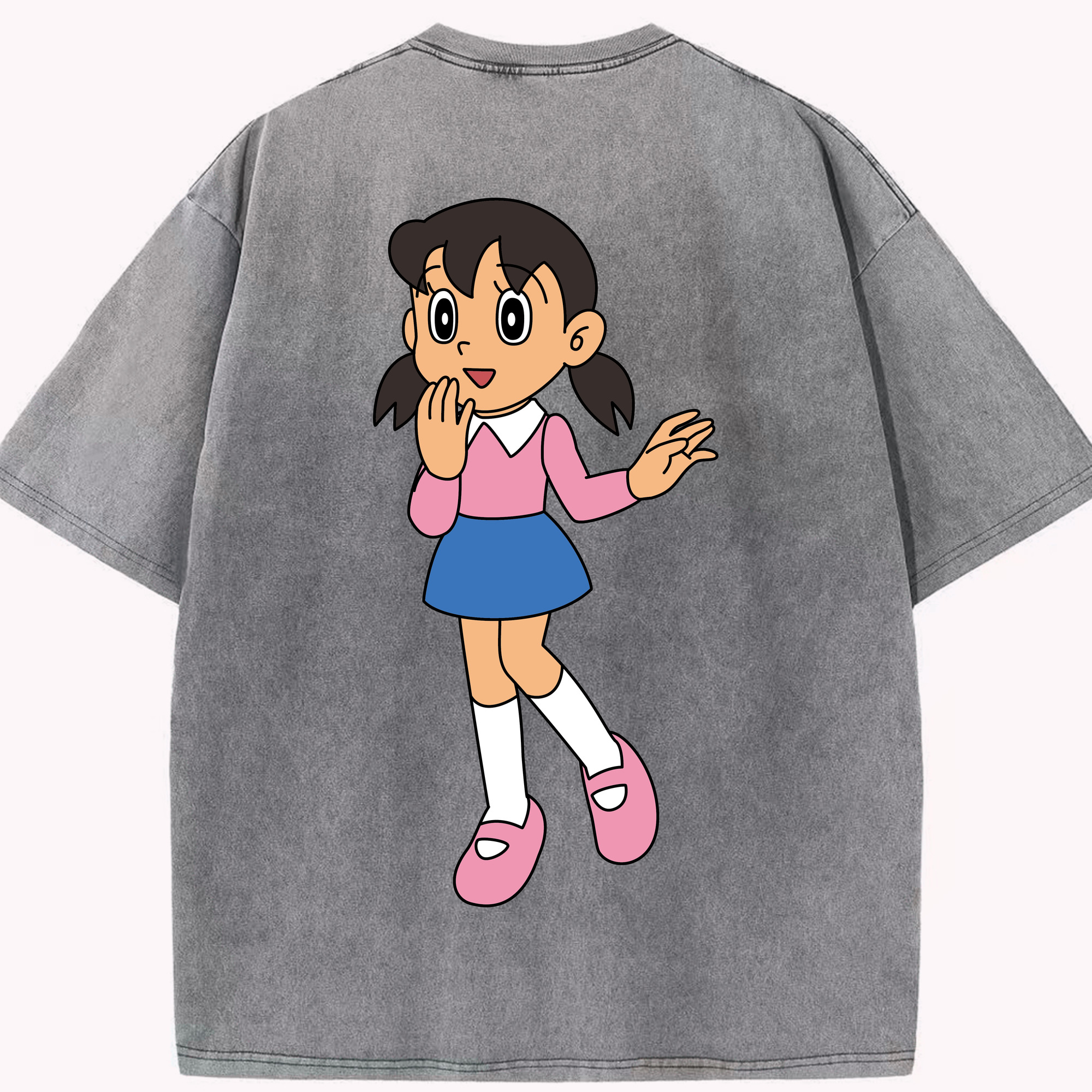 （画像用） ドラえもん みなもと しずか Doraemon Shizuka Minamoto 綿100% ヴィンテージ風 半袖Tシャツ（背面プリント）