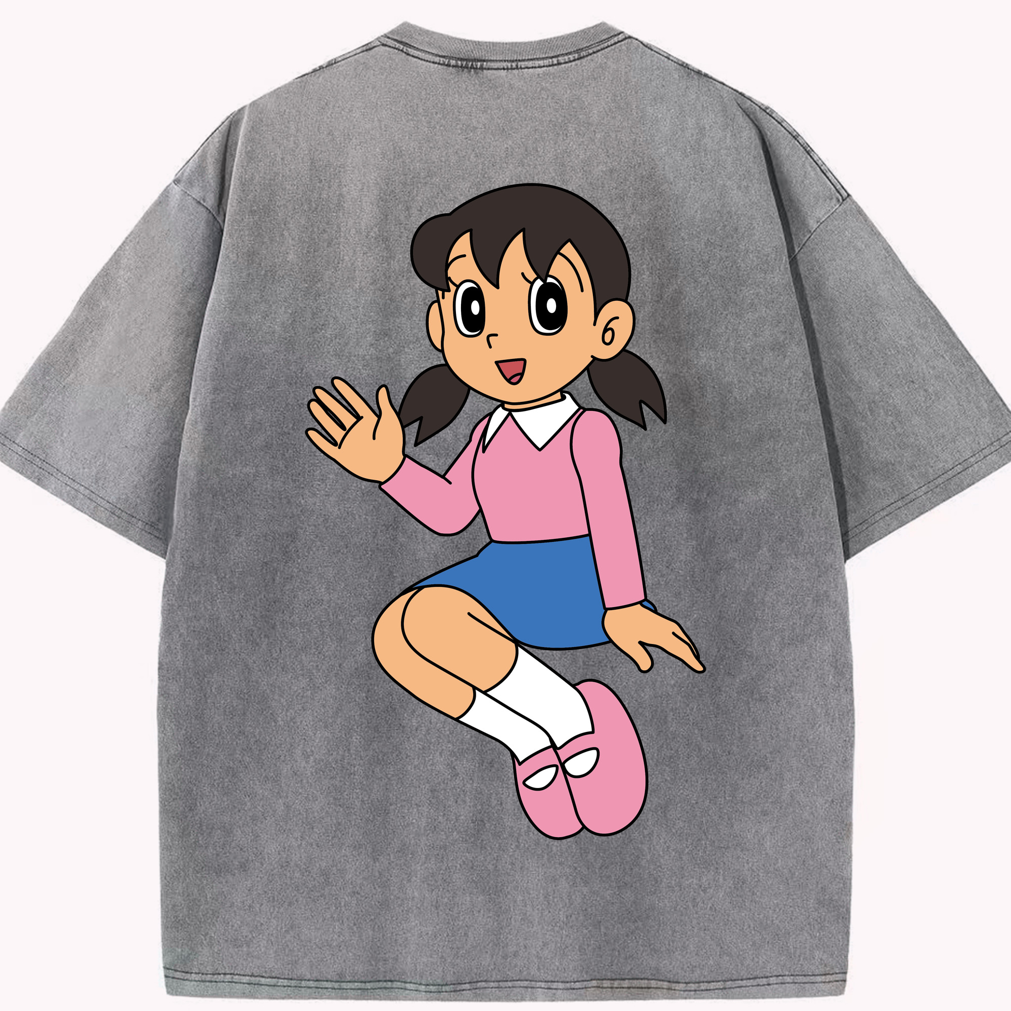 （画像用） ドラえもん みなもと しずか Doraemon Shizuka Minamoto 綿100% ヴィンテージ風 半袖Tシャツ（背面プリント）