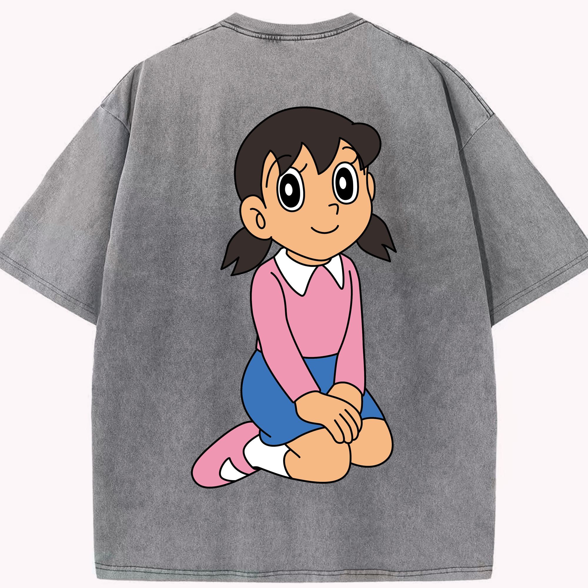 （画像用） ドラえもん みなもと しずか Doraemon Shizuka Minamoto 綿100% ヴィンテージ風 半袖Tシャツ（背面プリント）