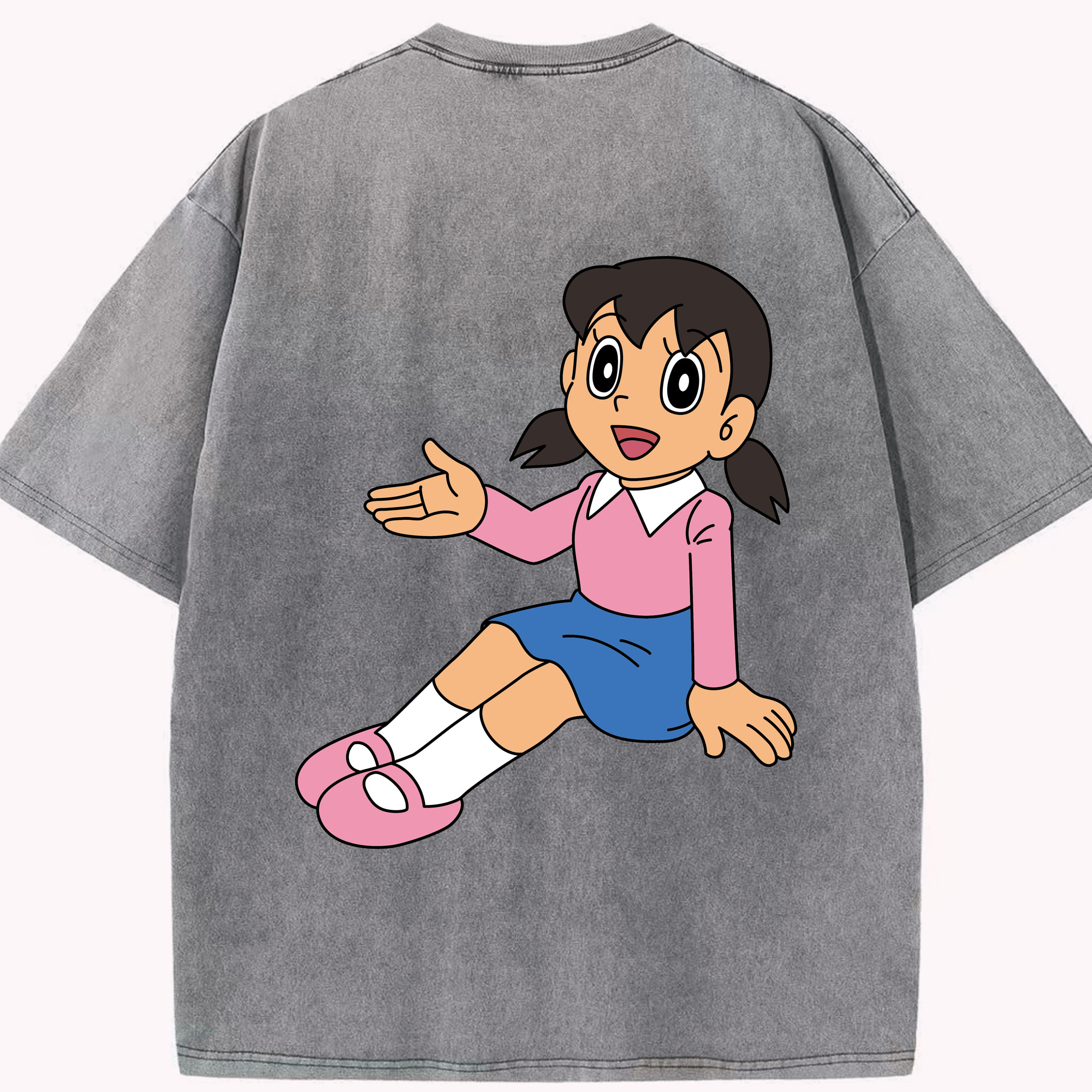 （画像用） ドラえもん みなもと しずか Doraemon Shizuka Minamoto 綿100% ヴィンテージ風 半袖Tシャツ（背面プリント）