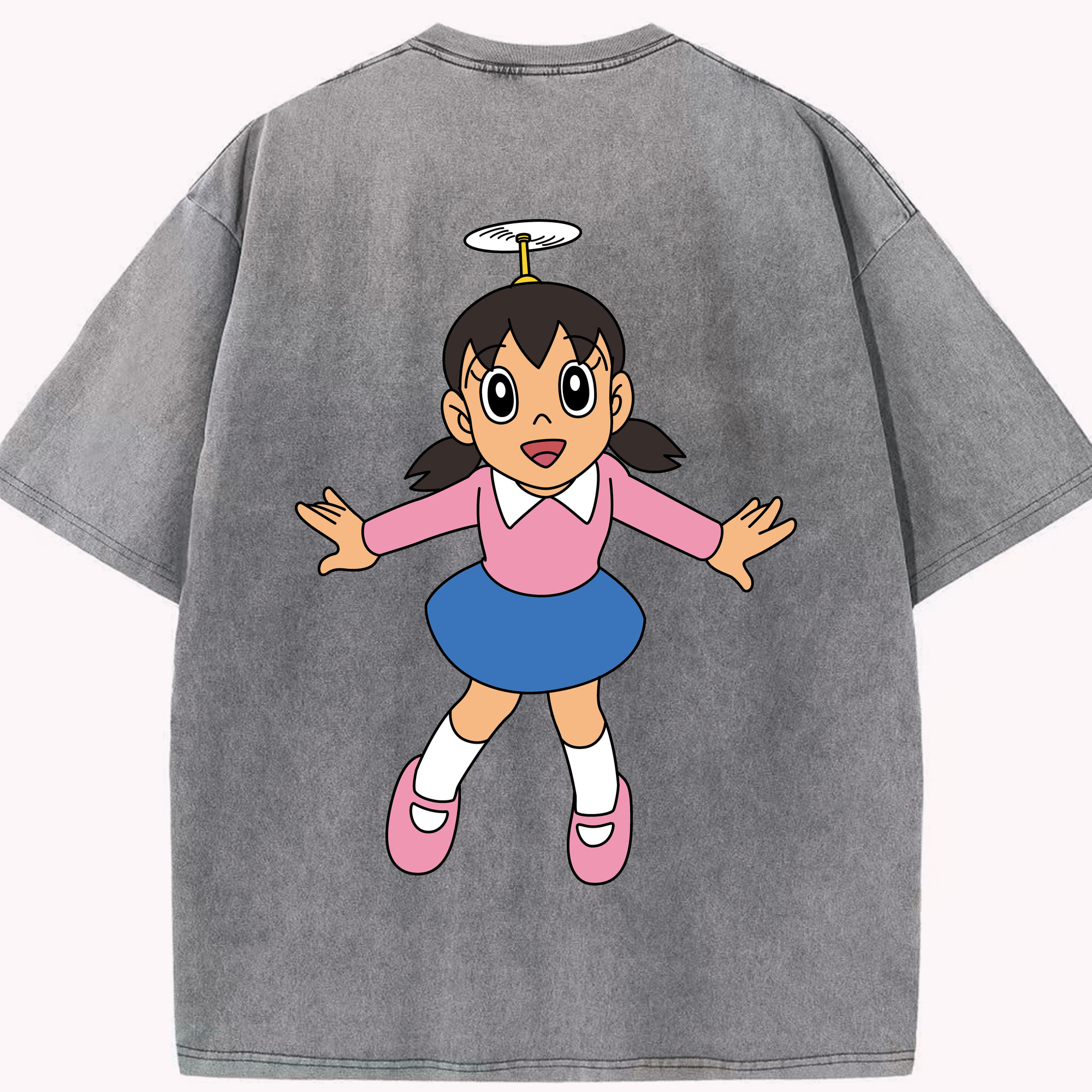 （画像用） ドラえもん みなもと しずか Doraemon Shizuka Minamoto 綿100% ヴィンテージ風 半袖Tシャツ（背面プリント）
