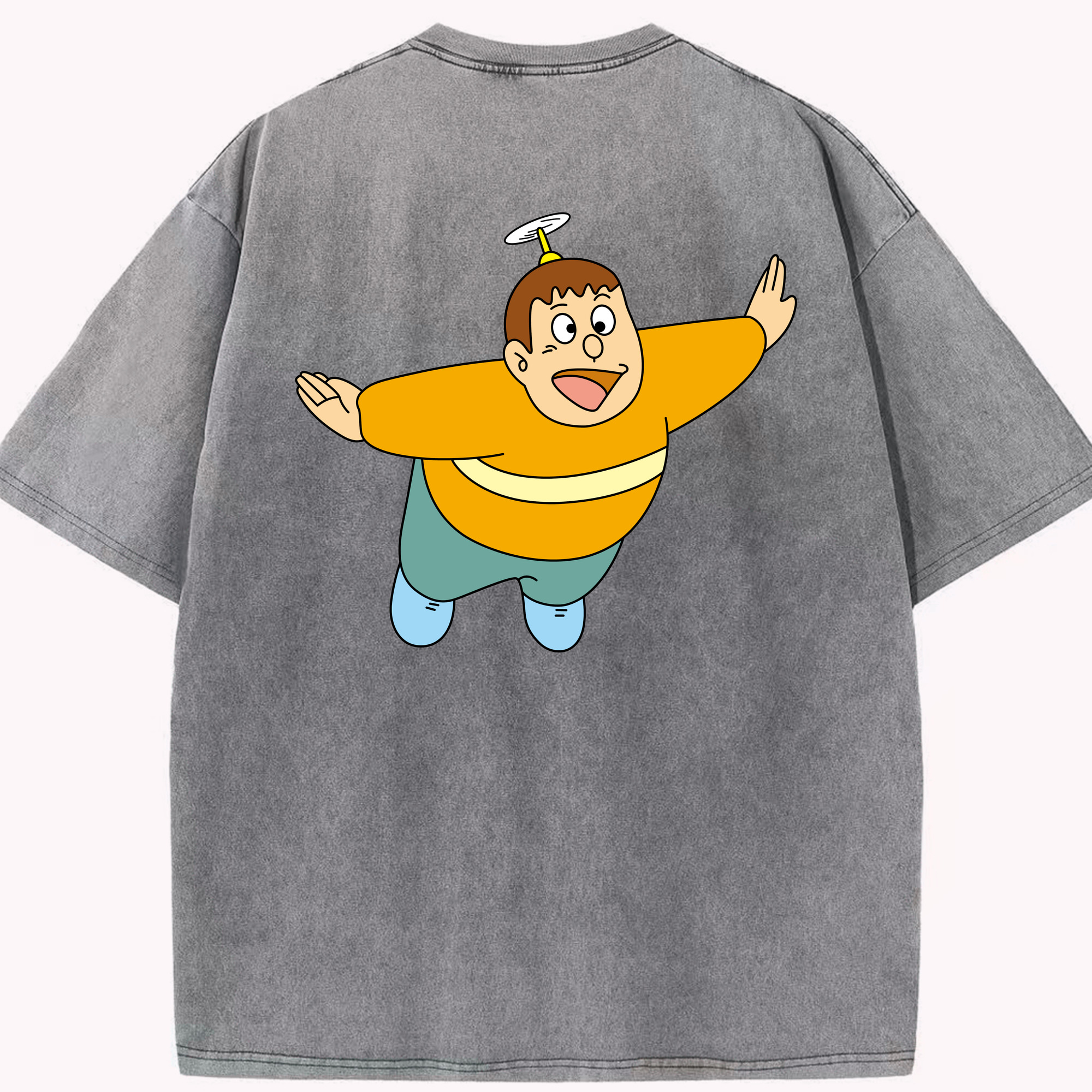 （画像用） ドラえもん 剛田武 Doraemon Gouta Takeshi 綿100% ヴィンテージ風 半袖Tシャツ（背面プリント）