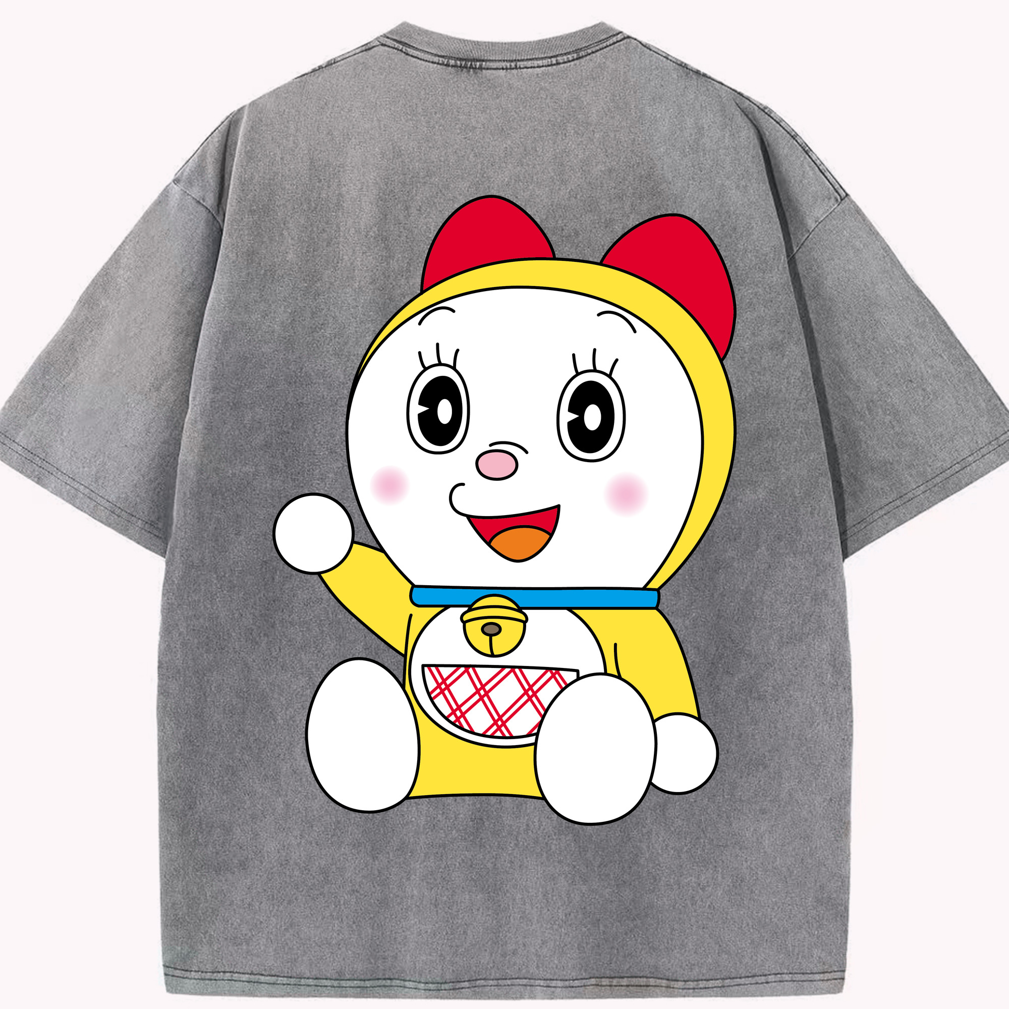 （画像用） ドラえもん ドラミ Doraemon Dorami 綿100% ヴィンテージ風 半袖Tシャツ（背面プリント）