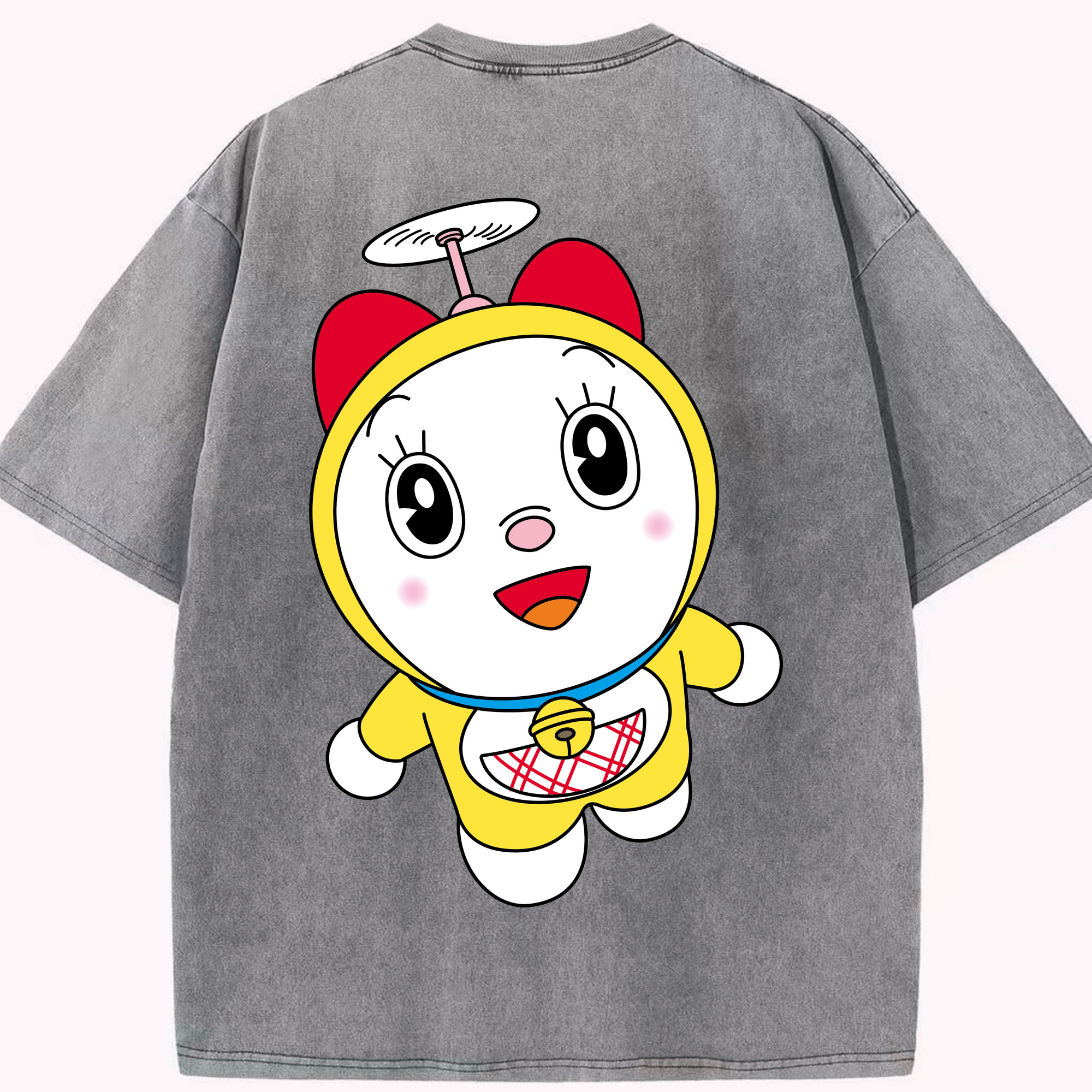 （画像用） ドラえもん ドラミ Doraemon Dorami 綿100% ヴィンテージ風 半袖Tシャツ（背面プリント）