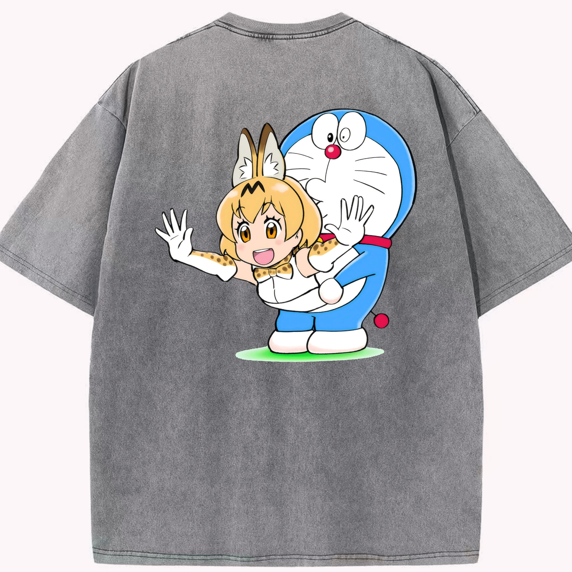 （画像用） ドラえもん Doraemon 綿100% ヴィンテージ風 半袖Tシャツ（背面プリント）