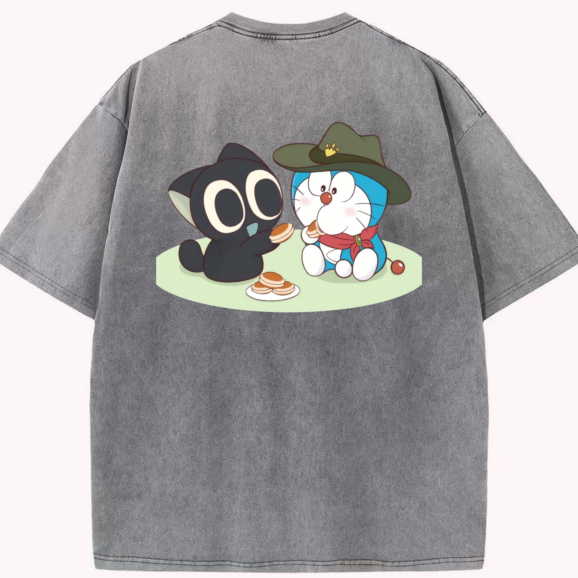 （画像用） ドラえもん Doraemon 綿100% ヴィンテージ風 半袖Tシャツ（背面プリント）
