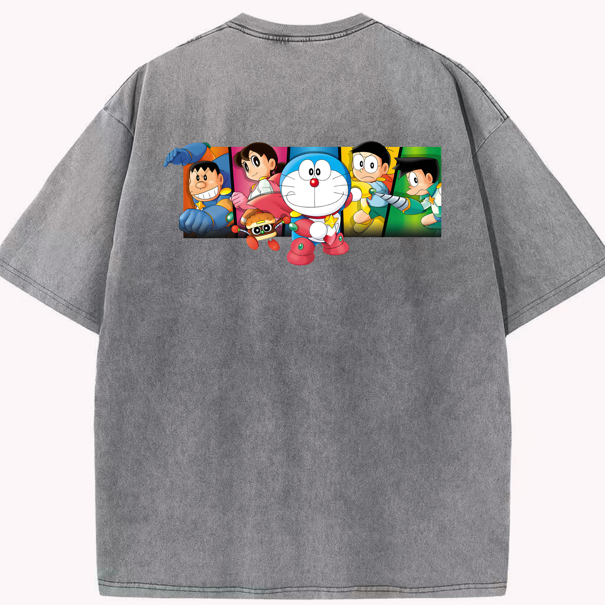 （画像用） ドラえもん Doraemon 綿100% ヴィンテージ風 半袖Tシャツ（背面プリント）