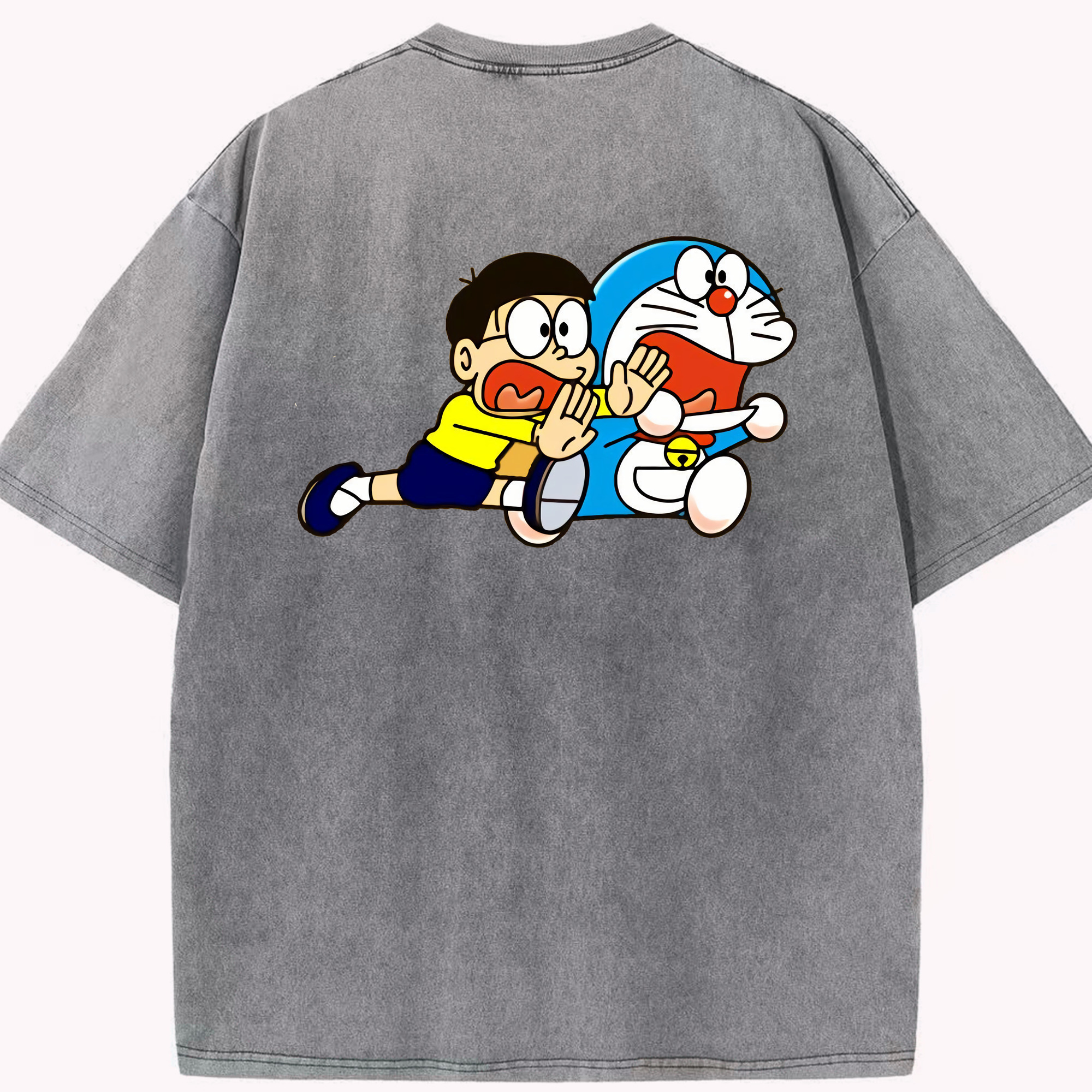 （画像用） ドラえもん Doraemon 綿100% ヴィンテージ風 半袖Tシャツ（背面プリント）