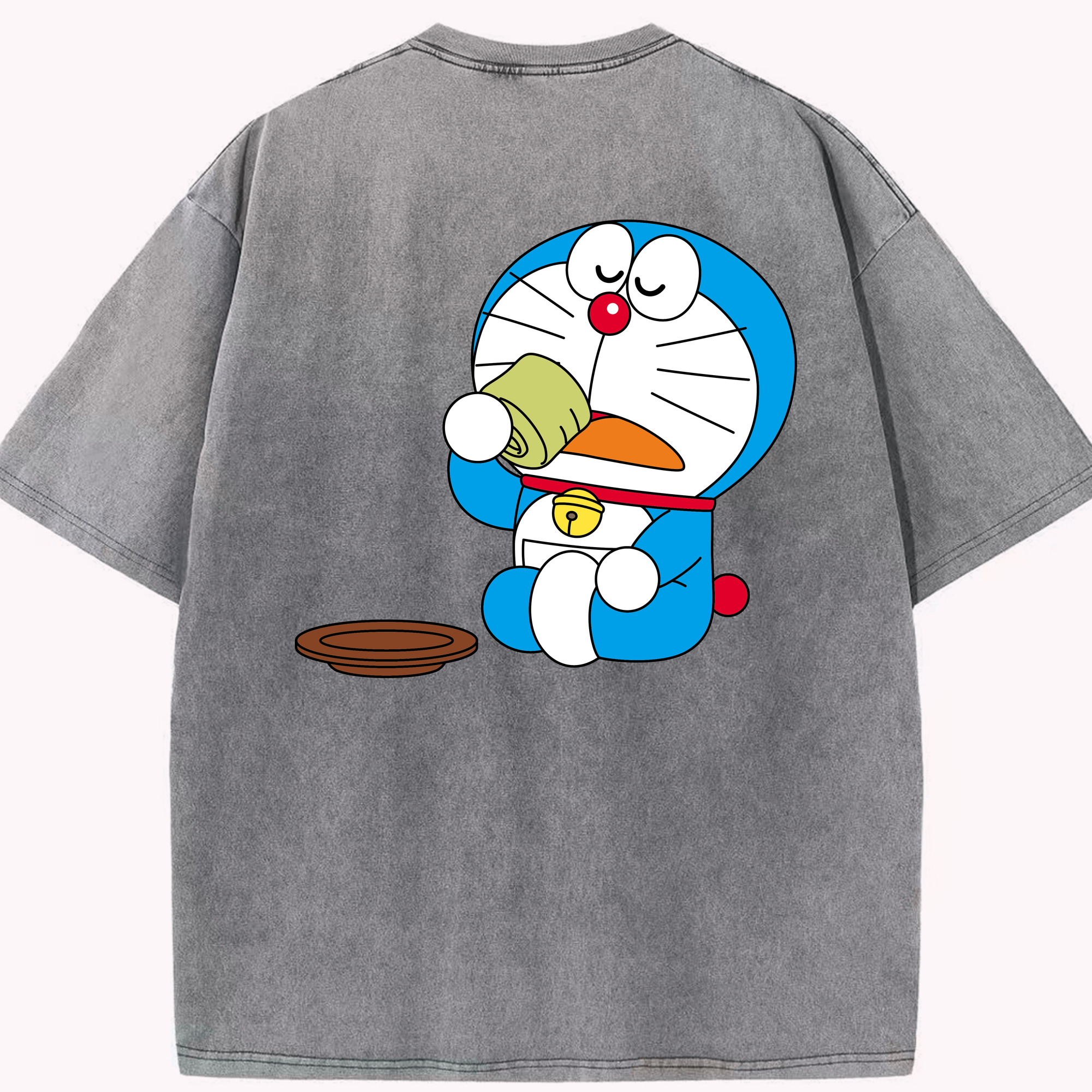 （画像用） ドラえもん Doraemon 綿100% ヴィンテージ風 半袖Tシャツ（背面プリント）