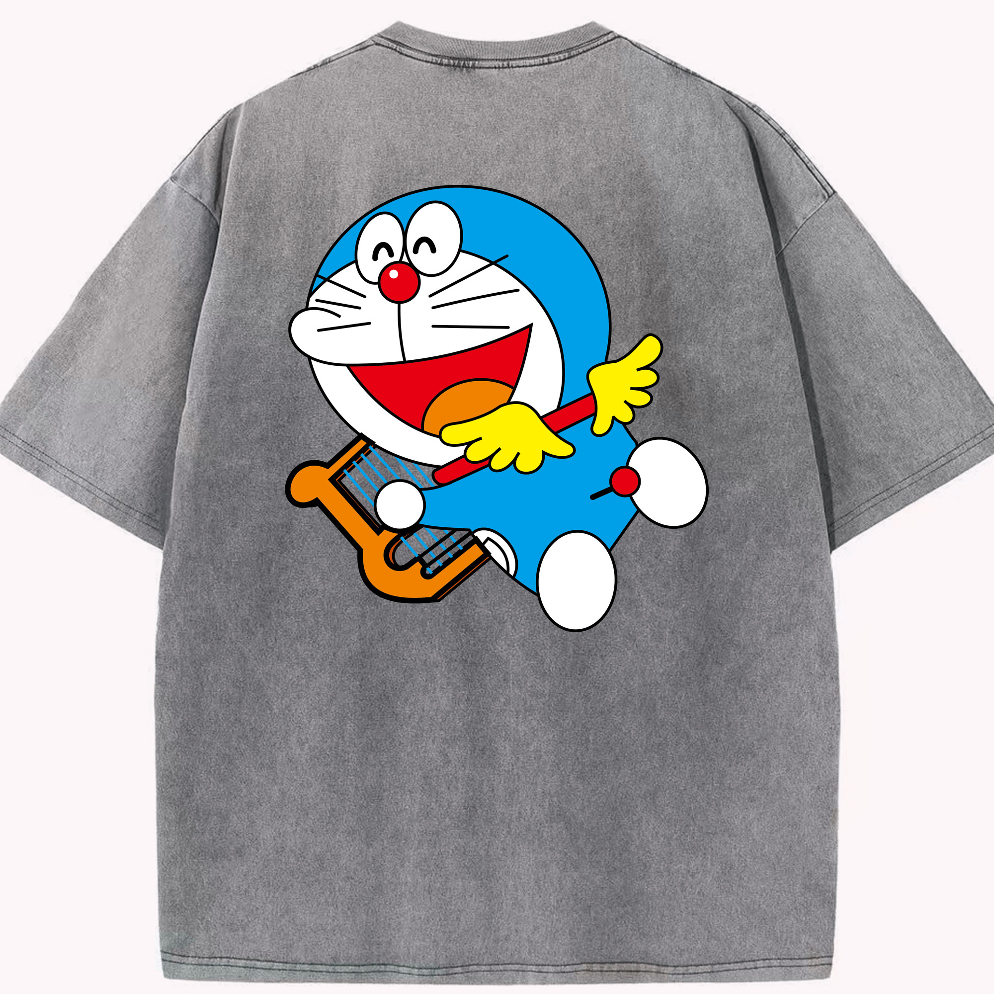 （画像用） ドラえもん Doraemon 綿100% ヴィンテージ風 半袖Tシャツ（背面プリント）