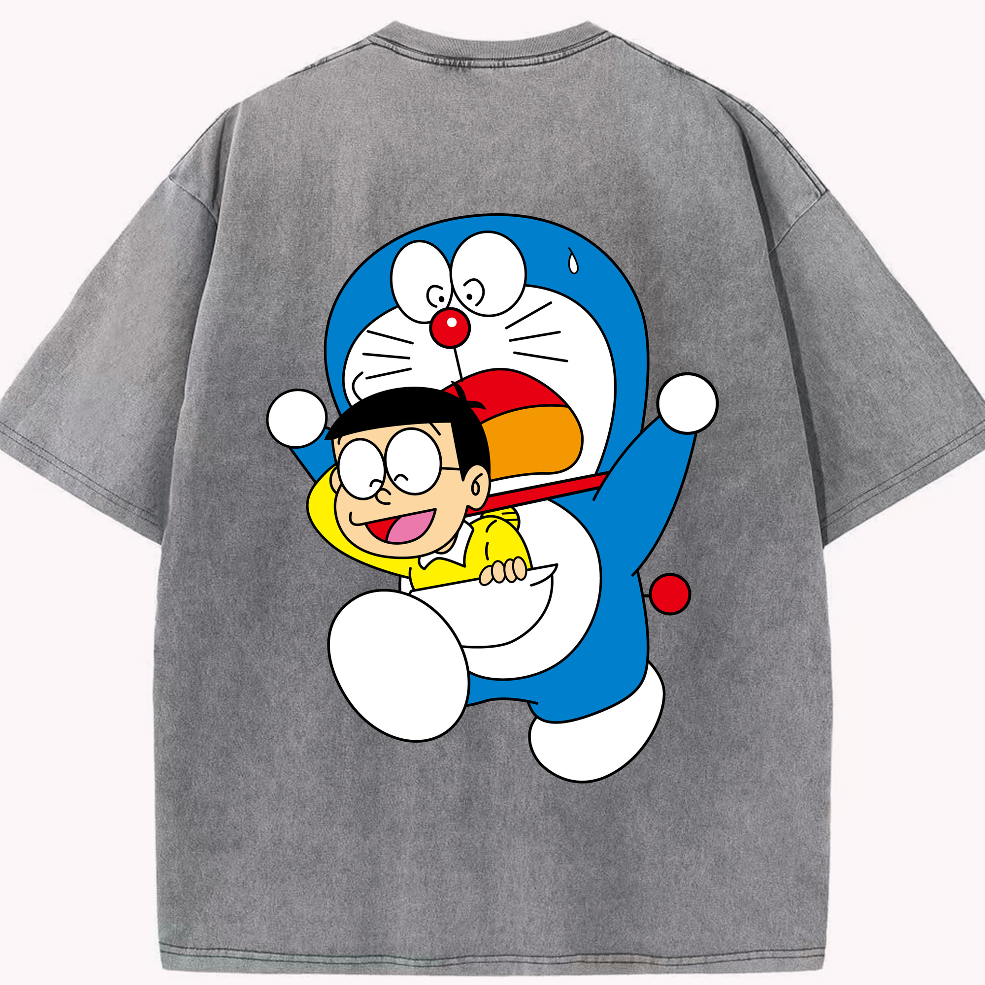 （画像用） ドラえもん Doraemon 綿100% ヴィンテージ風 半袖Tシャツ（背面プリント）