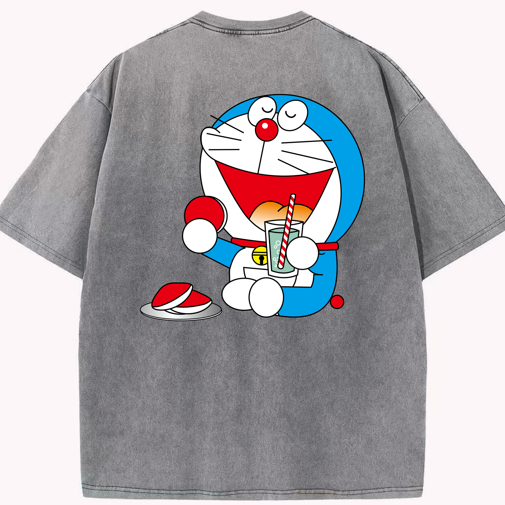 （画像用） ドラえもん Doraemon 綿100% ヴィンテージ風 半袖Tシャツ（背面プリント）