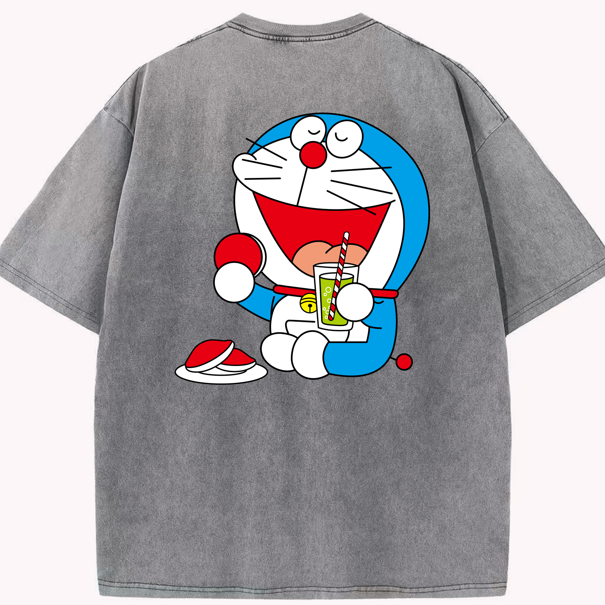 （画像用） ドラえもん Doraemon 綿100% ヴィンテージ風 半袖Tシャツ（背面プリント）