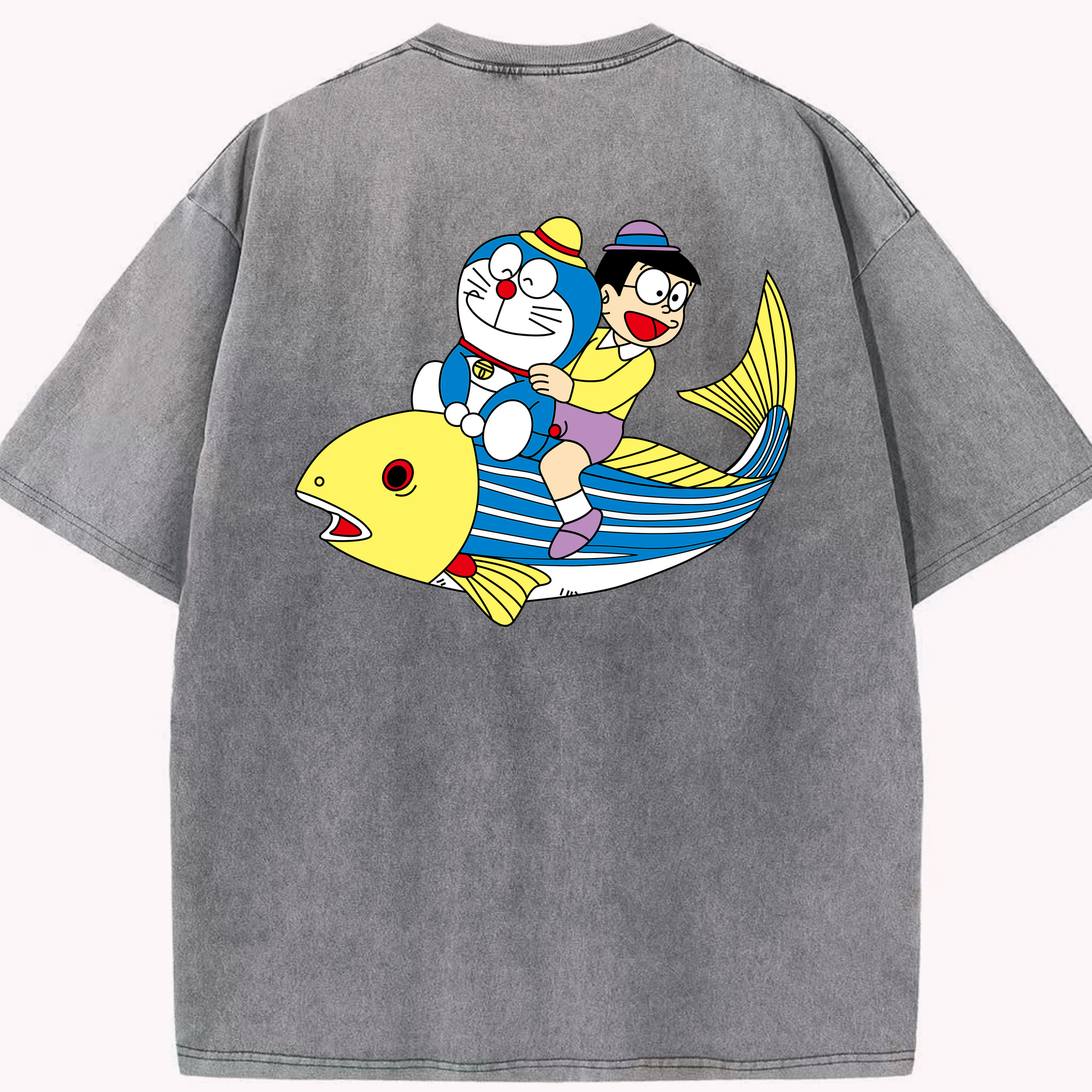 （画像用） ドラえもん 野比 のび太 Doraemon Nobita Nobi 綿100% ヴィンテージ風 半袖Tシャツ（背面プリント）