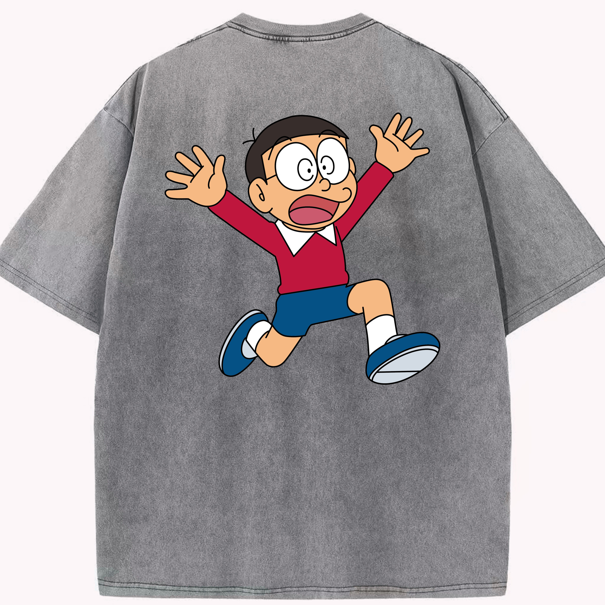 （画像用） ドラえもん 野比 のび太 Doraemon Nobita Nobi 綿100% ヴィンテージ風 半袖Tシャツ（背面プリント）