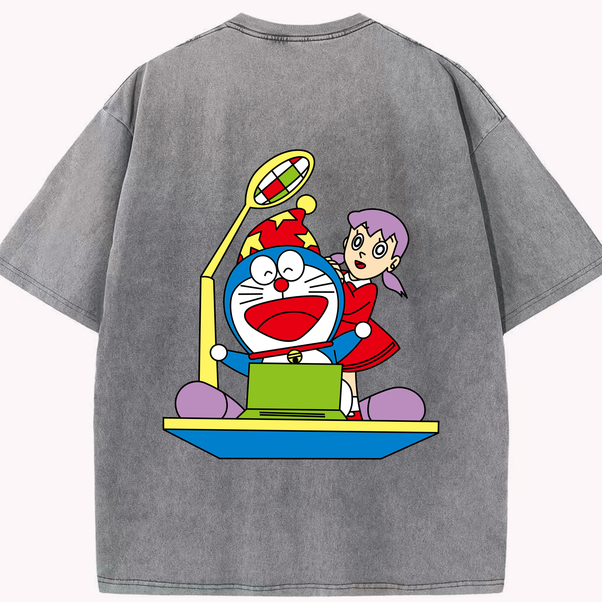 （画像用） ドラえもん みなもと しずか Doraemon Shizuka Minamoto 綿100% ヴィンテージ風 半袖Tシャツ（背面プリント）