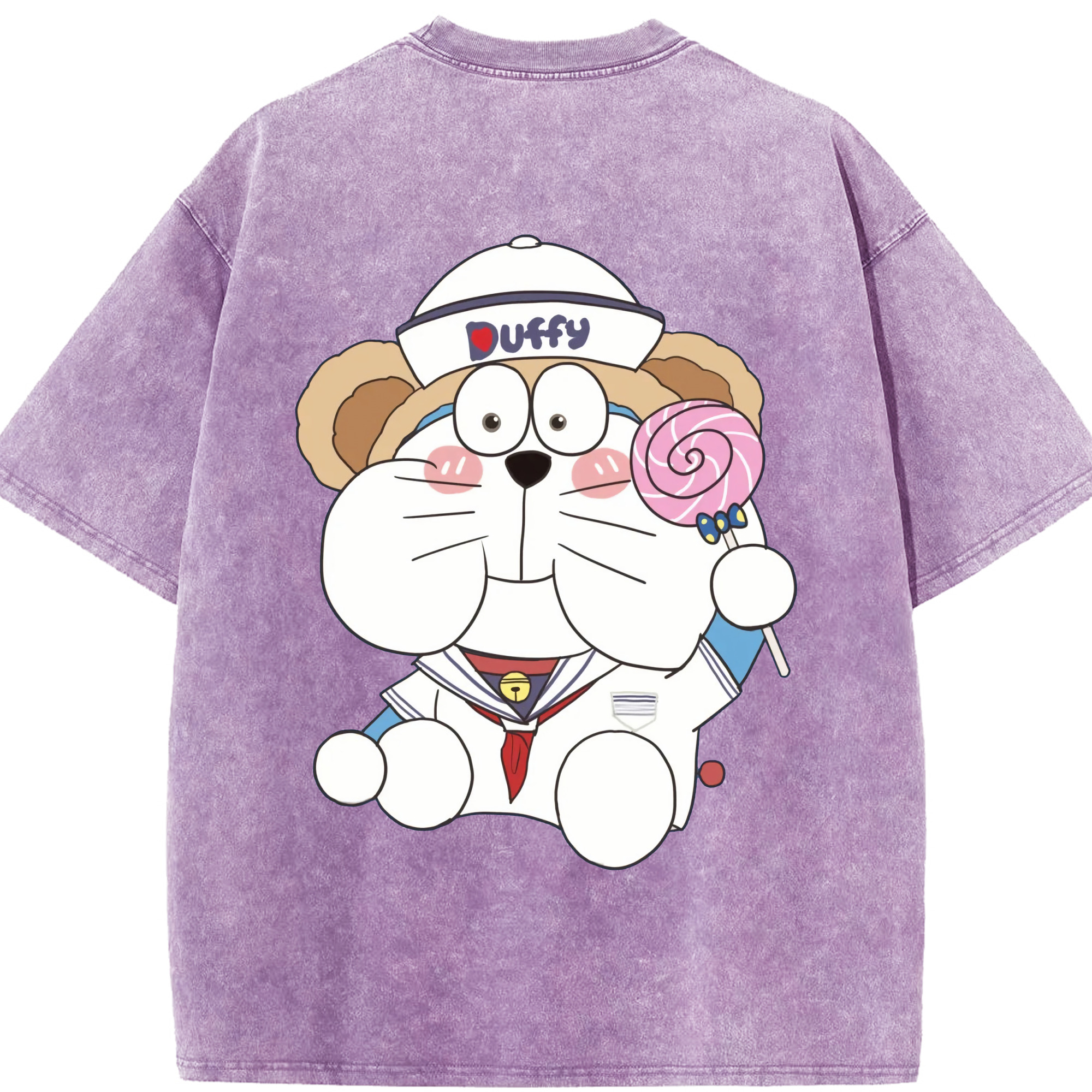 （画像用） ドラえもん Doraemon 綿100% ヴィンテージ風 半袖Tシャツ（背面プリント）