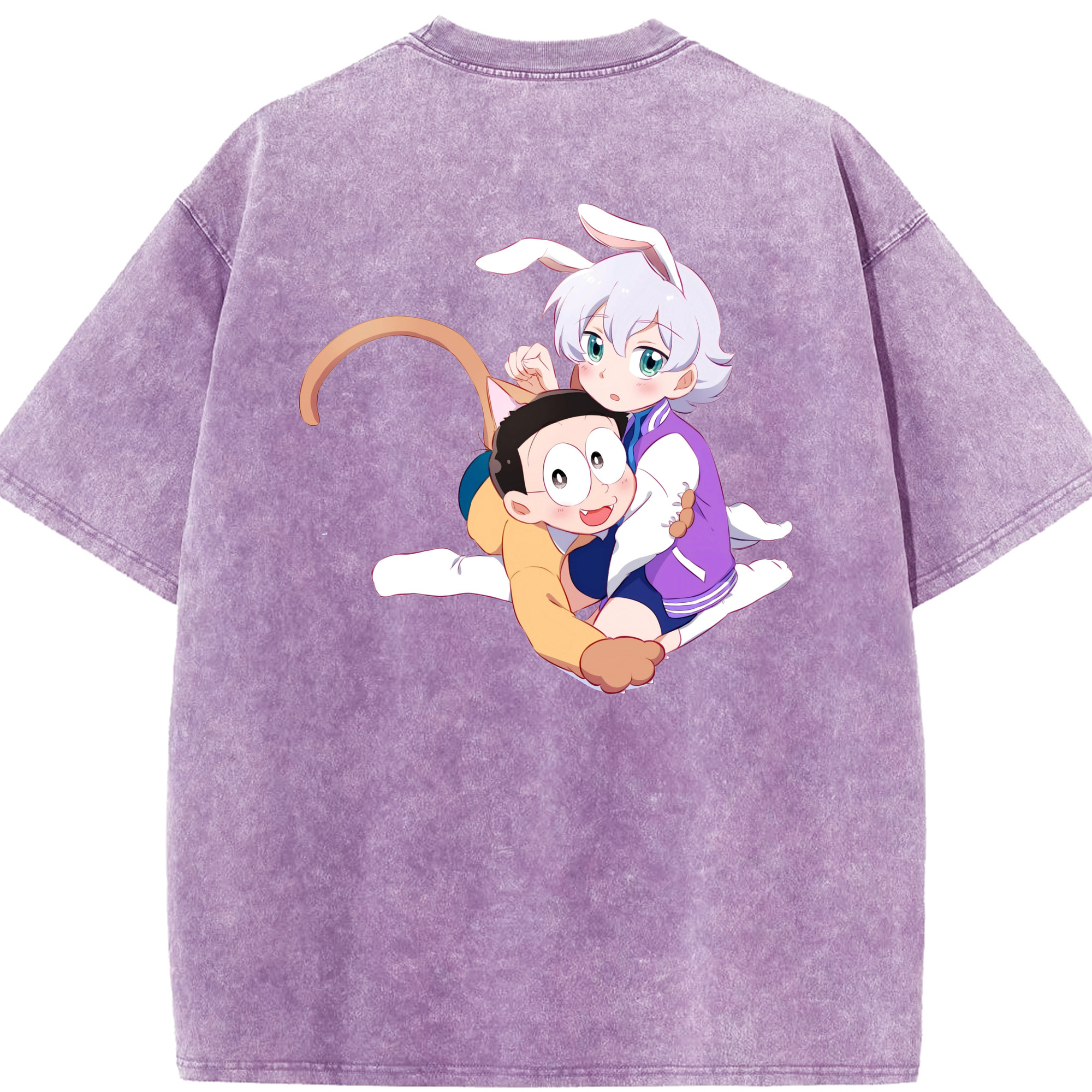 （画像用） ドラえもん 野比 のび太 Doraemon Nobita Nobi 綿100% ヴィンテージ風 半袖Tシャツ（背面プリント）