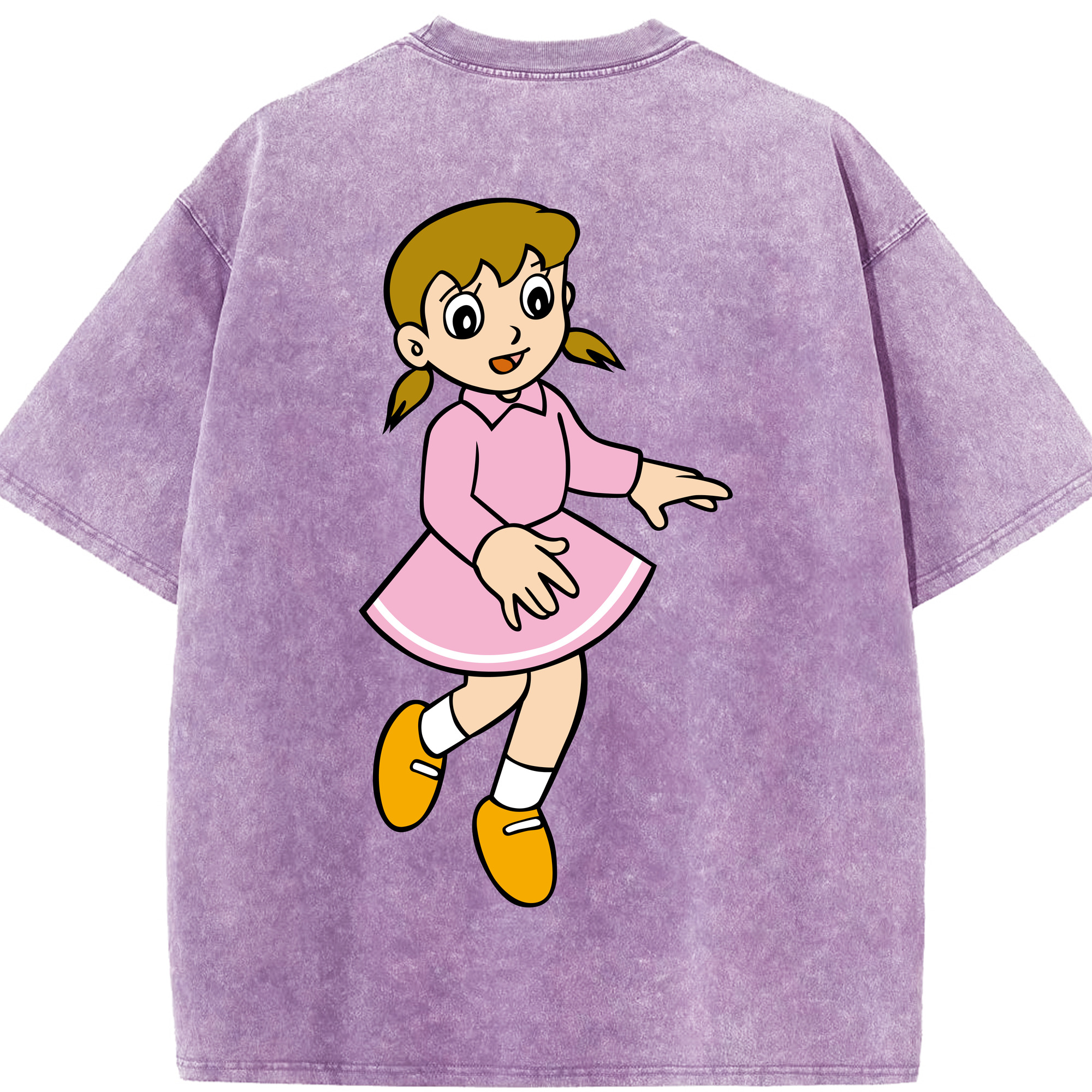 （画像用） ドラえもん みなもと しずか Doraemon Shizuka Minamoto 綿100% ヴィンテージ風 半袖Tシャツ（背面プリント）