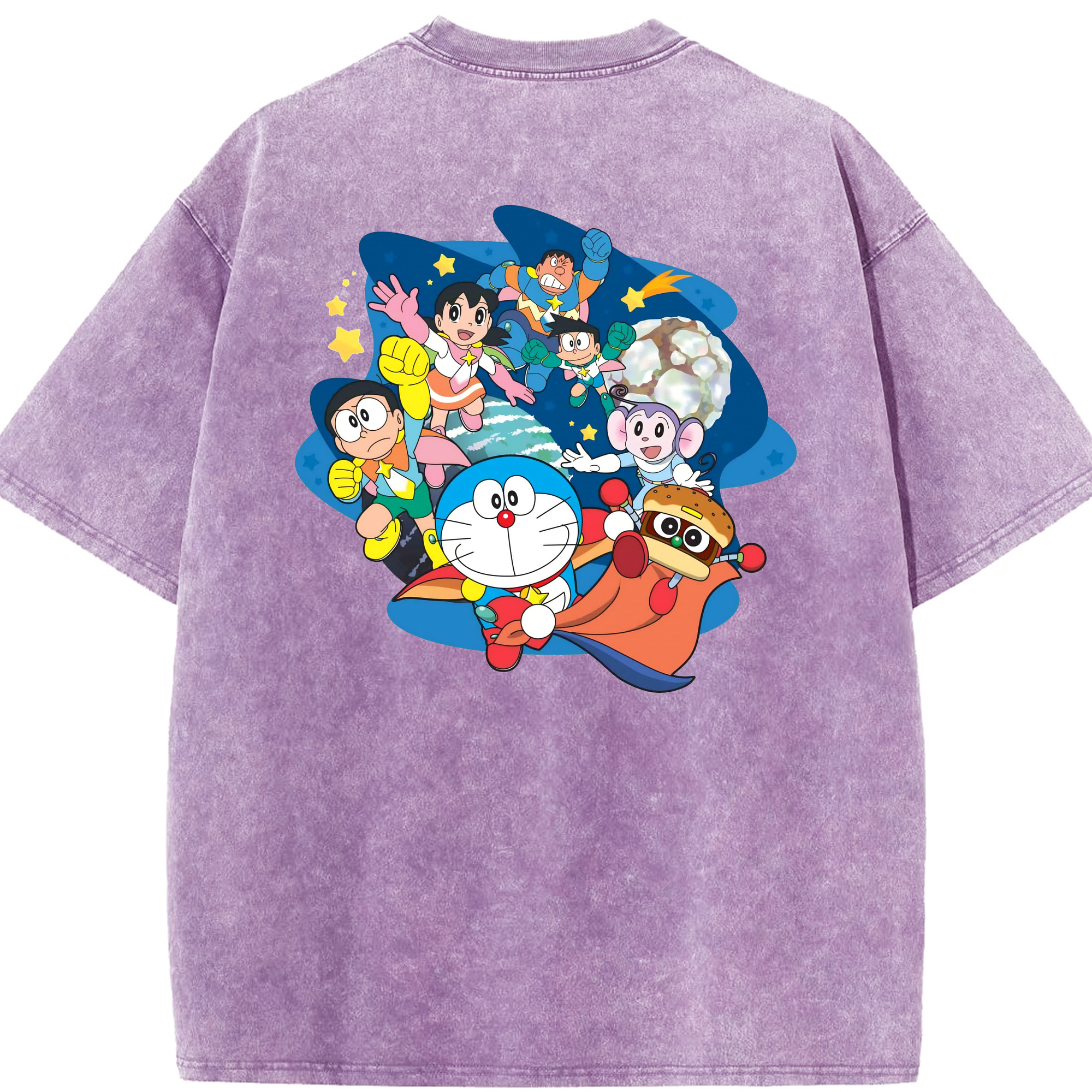 （画像用） ドラえもん Doraemon 綿100% ヴィンテージ風 半袖Tシャツ（背面プリント）