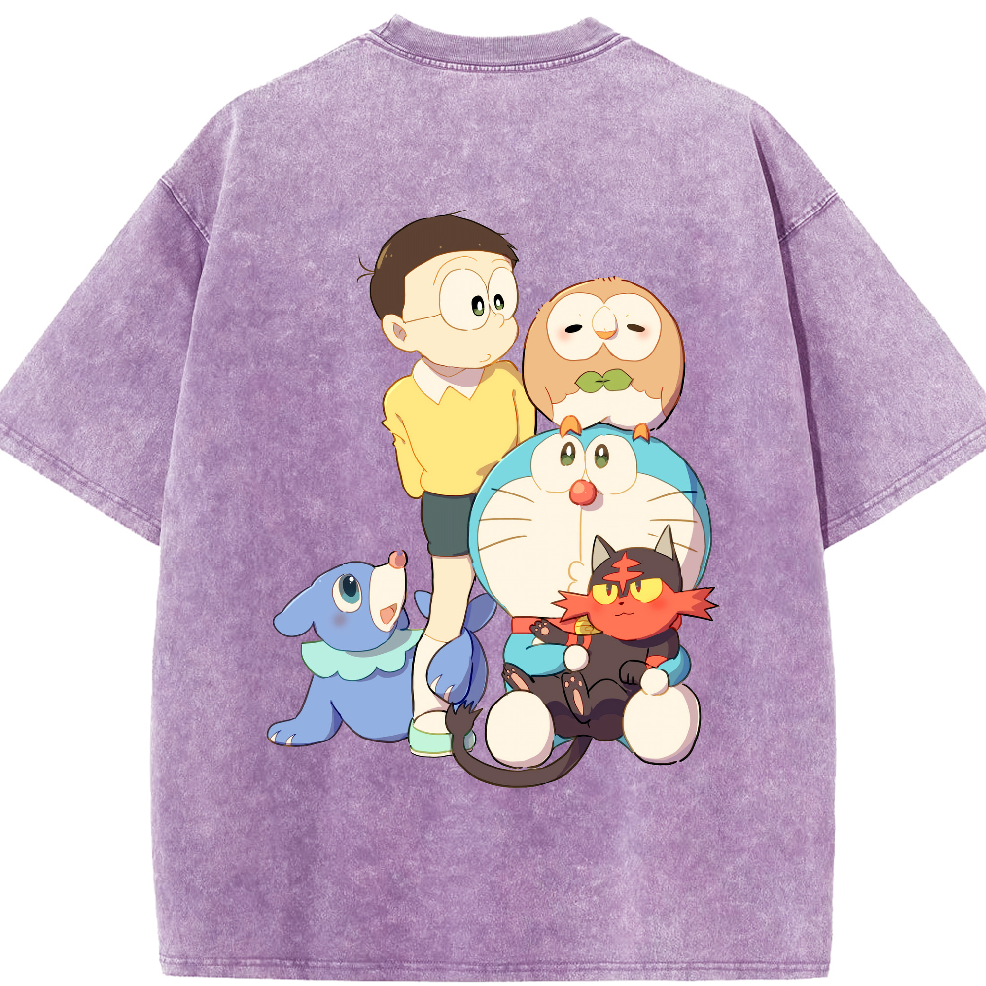 （画像用） ドラえもん Doraemon 綿100% ヴィンテージ風 半袖Tシャツ（背面プリント）
