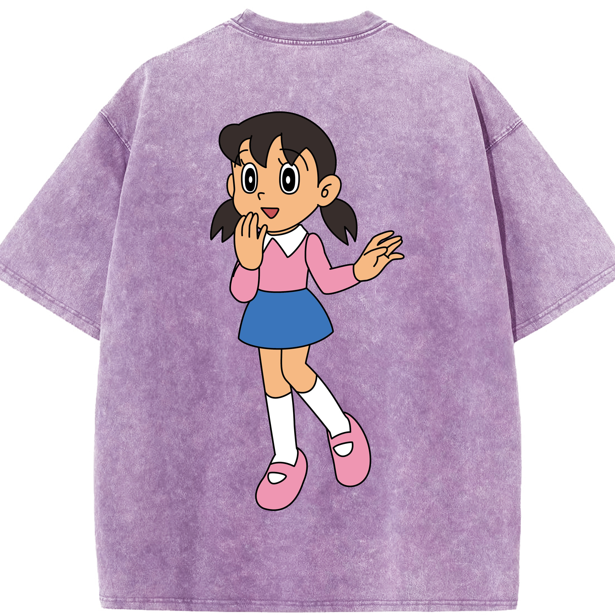 （画像用） ドラえもん みなもと しずか Doraemon Shizuka Minamoto 綿100% ヴィンテージ風 半袖Tシャツ（背面プリント）