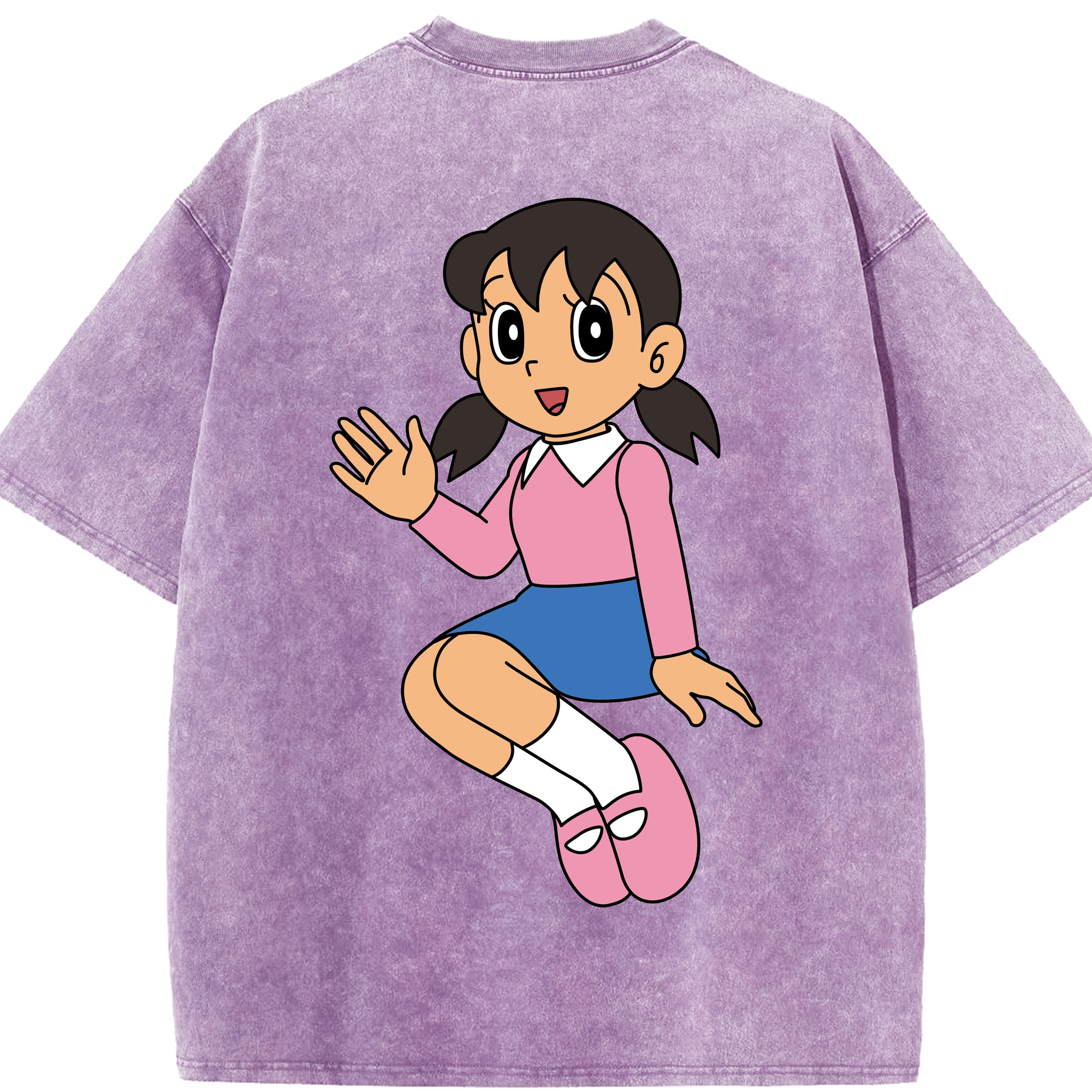 （画像用） ドラえもん みなもと しずか Doraemon Shizuka Minamoto 綿100% ヴィンテージ風 半袖Tシャツ（背面プリント）