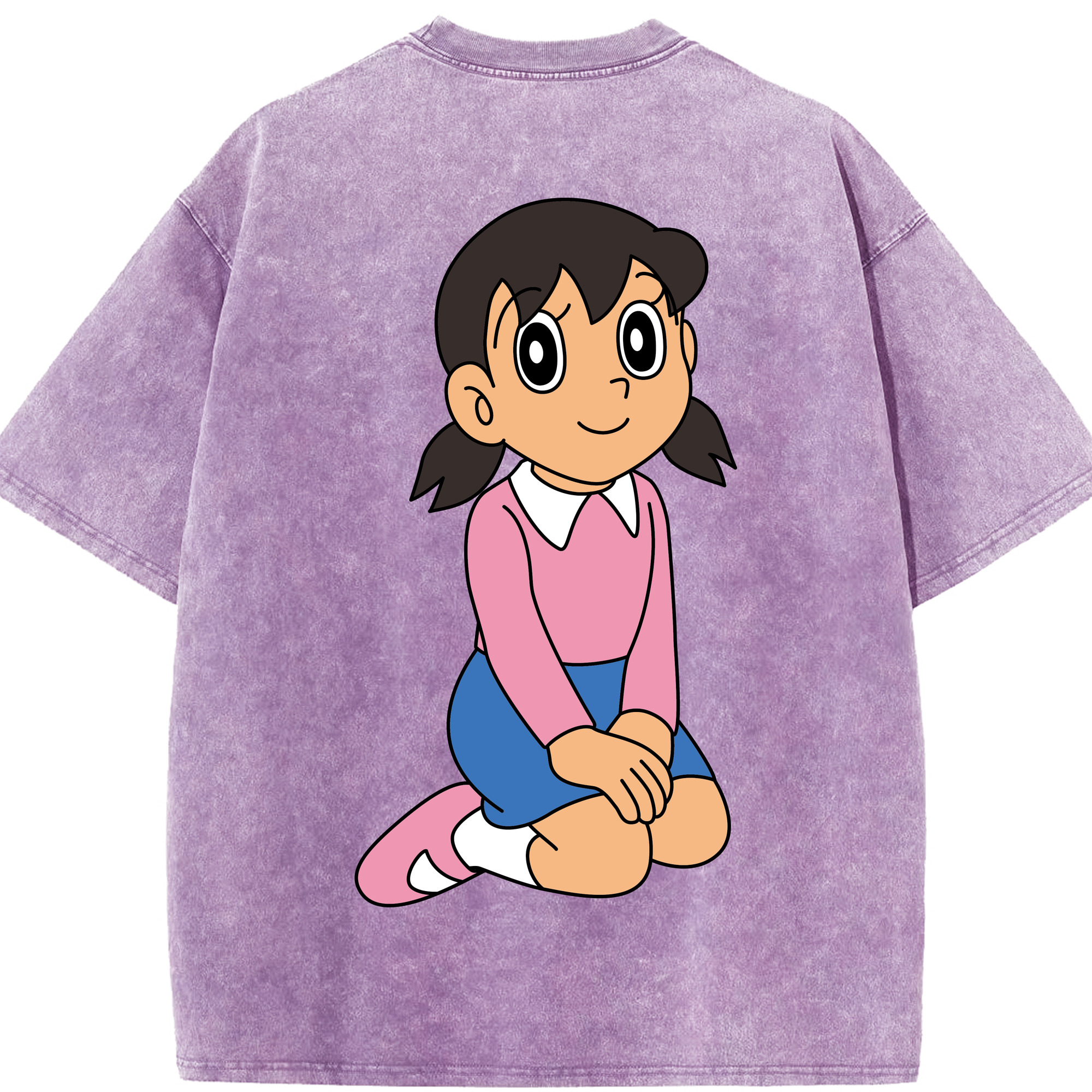 （画像用） ドラえもん みなもと しずか Doraemon Shizuka Minamoto 綿100% ヴィンテージ風 半袖Tシャツ（背面プリント）