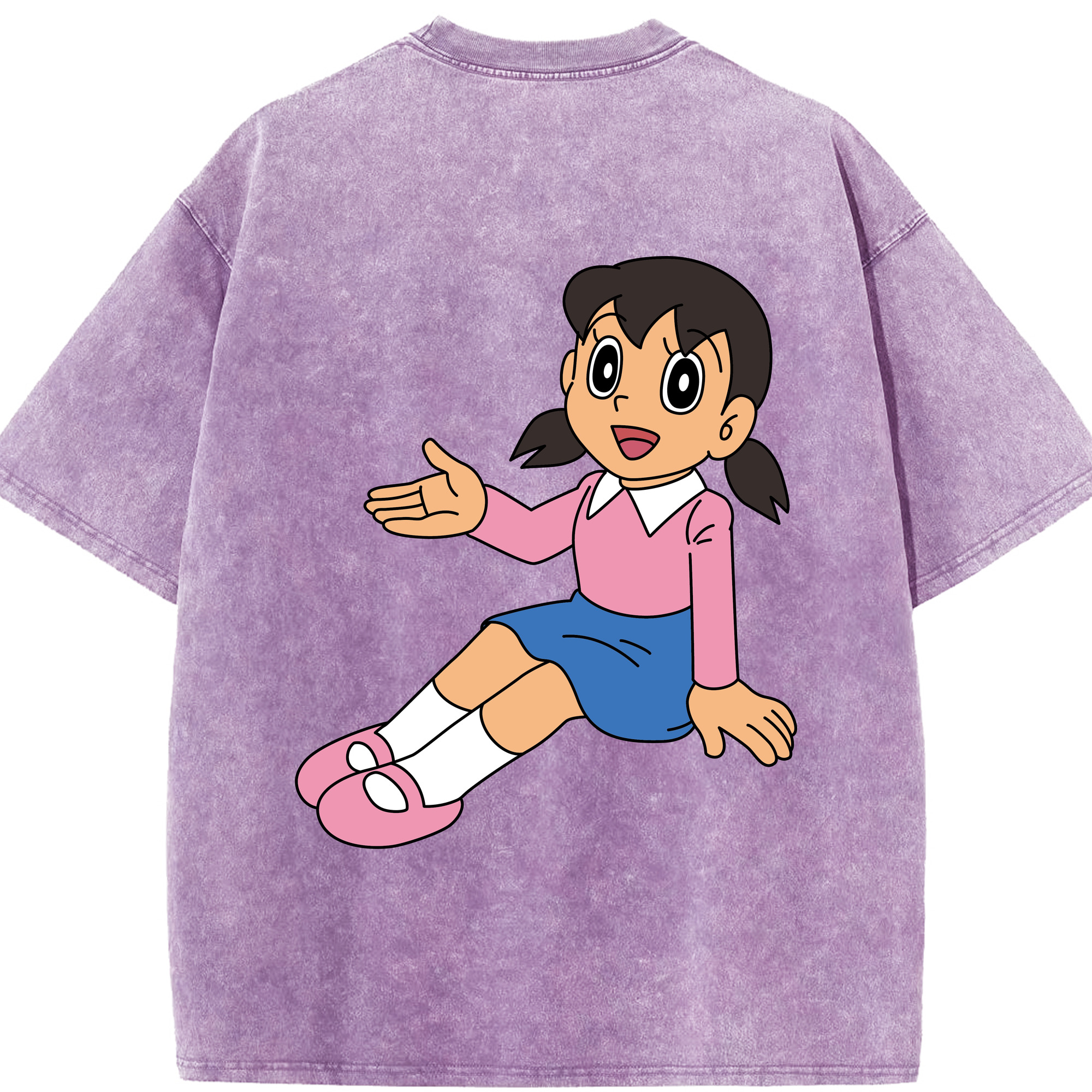 （画像用） ドラえもん みなもと しずか Doraemon Shizuka Minamoto 綿100% ヴィンテージ風 半袖Tシャツ（背面プリント）