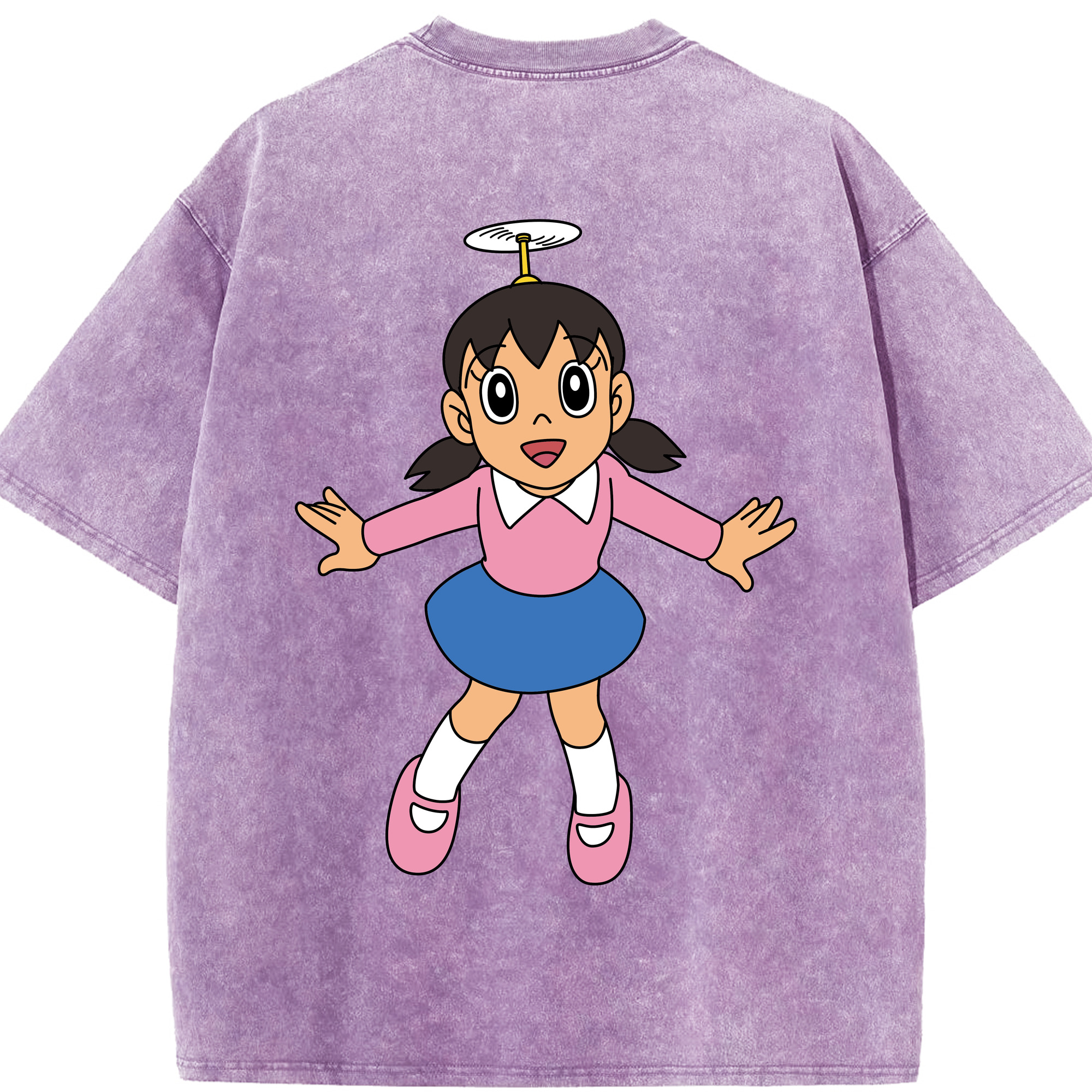 （画像用） ドラえもん みなもと しずか Doraemon Shizuka Minamoto 綿100% ヴィンテージ風 半袖Tシャツ（背面プリント）