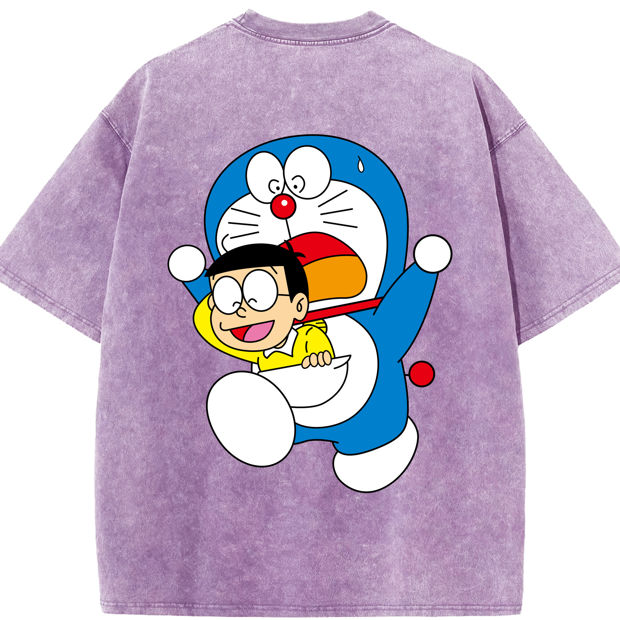 （画像用） ドラえもん Doraemon 綿100% ヴィンテージ風 半袖Tシャツ（背面プリント）