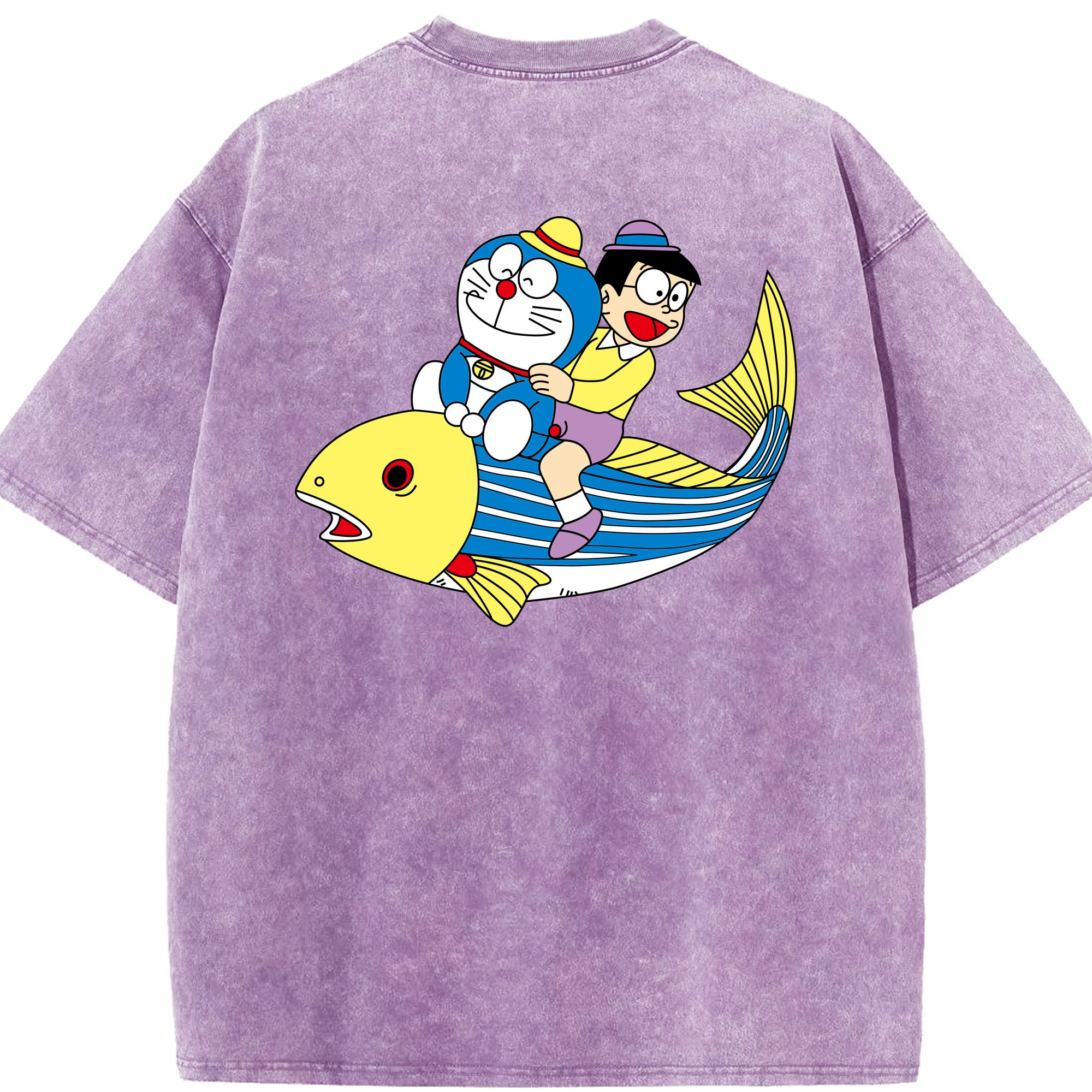 （画像用） ドラえもん 野比 のび太 Doraemon Nobita Nobi 綿100% ヴィンテージ風 半袖Tシャツ（背面プリント）
