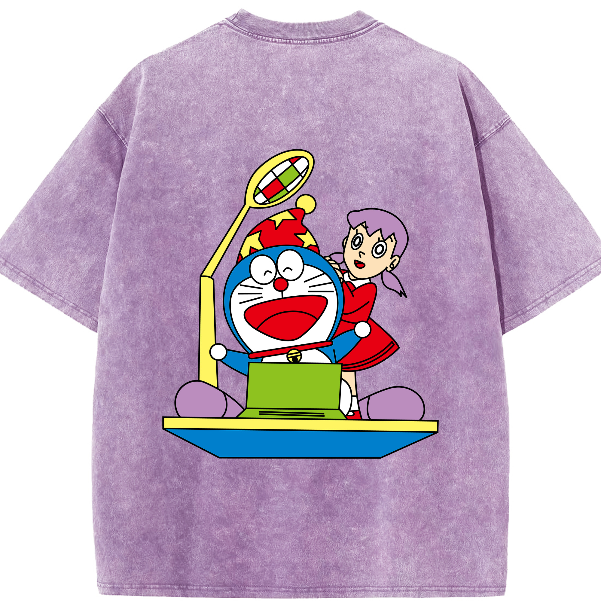 （画像用） ドラえもん みなもと しずか Doraemon Shizuka Minamoto 綿100% ヴィンテージ風 半袖Tシャツ（背面プリント）