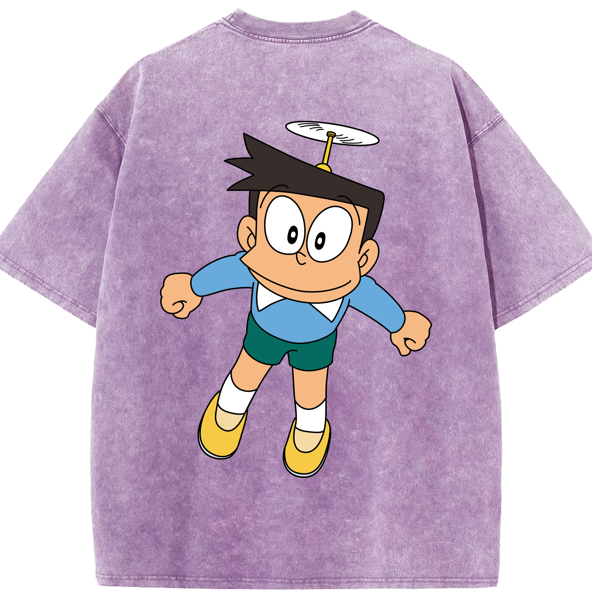 （画像用） ドラえもん 骨川 スネ夫 Doraemon Honekawa Suneo 綿100% ヴィンテージ風 半袖Tシャツ（背面プリント）