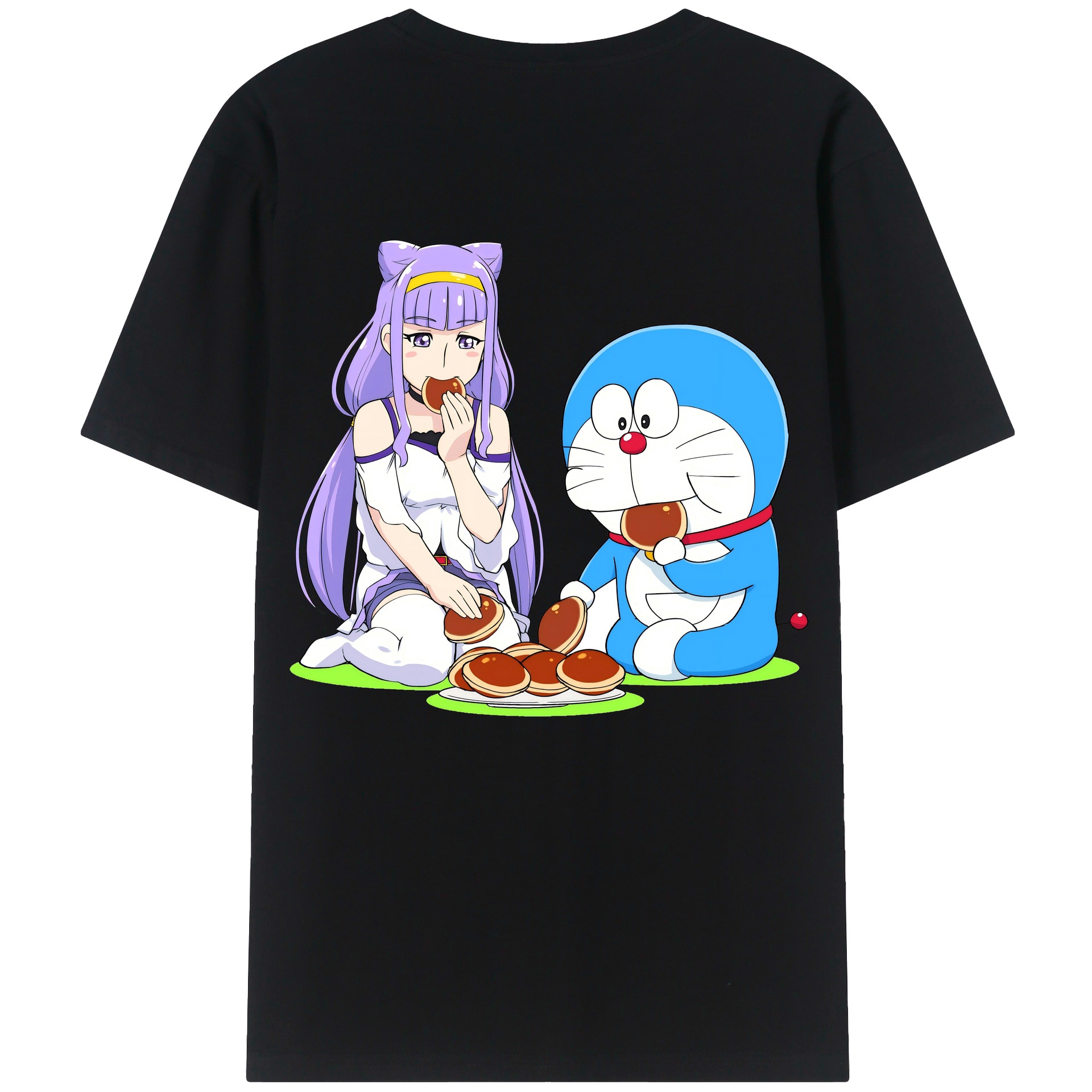 （画像用） ドラえもん Doraemon 綿100％ メンズ半袖Tシャツ（バックプリント） 通気性