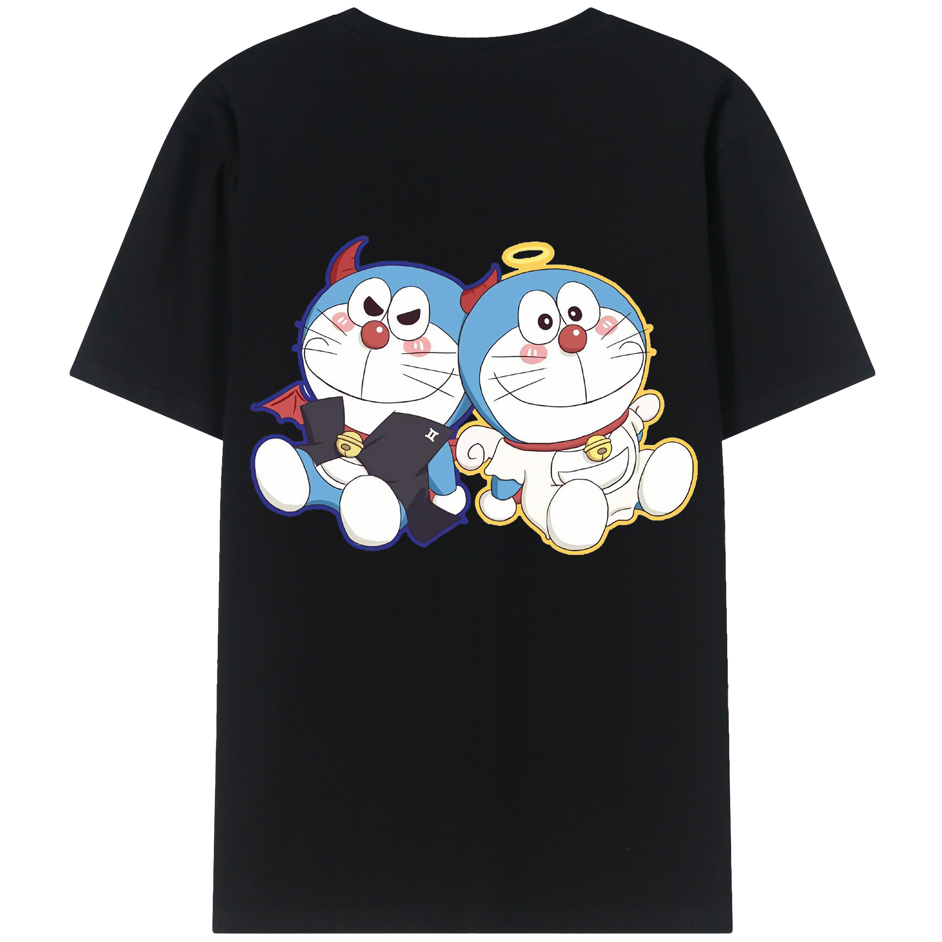 （画像用） ドラえもん Doraemon 綿100％ メンズ半袖Tシャツ（バックプリント） 通気性