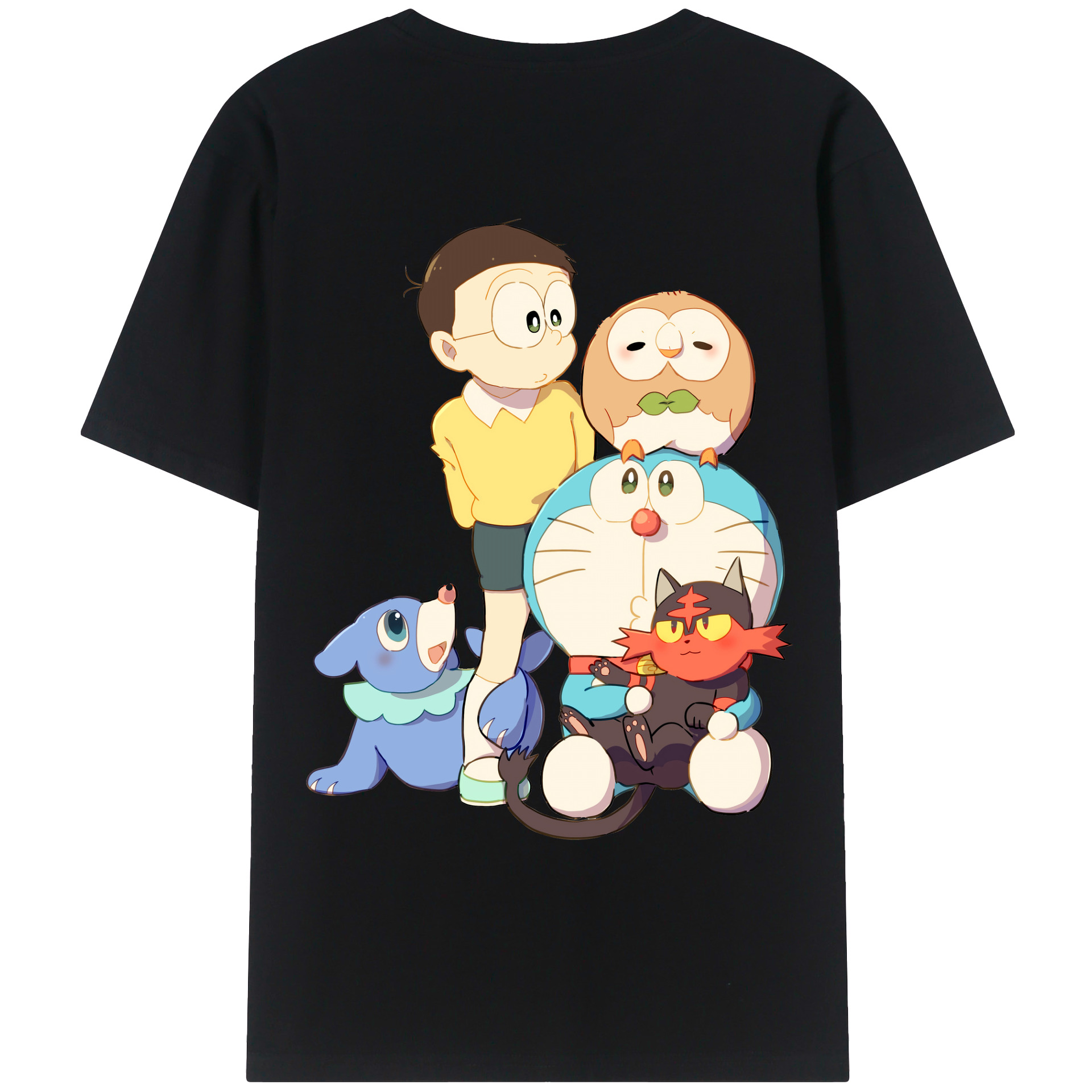 （画像用） ドラえもん Doraemon 綿100％ メンズ半袖Tシャツ（バックプリント） 通気性