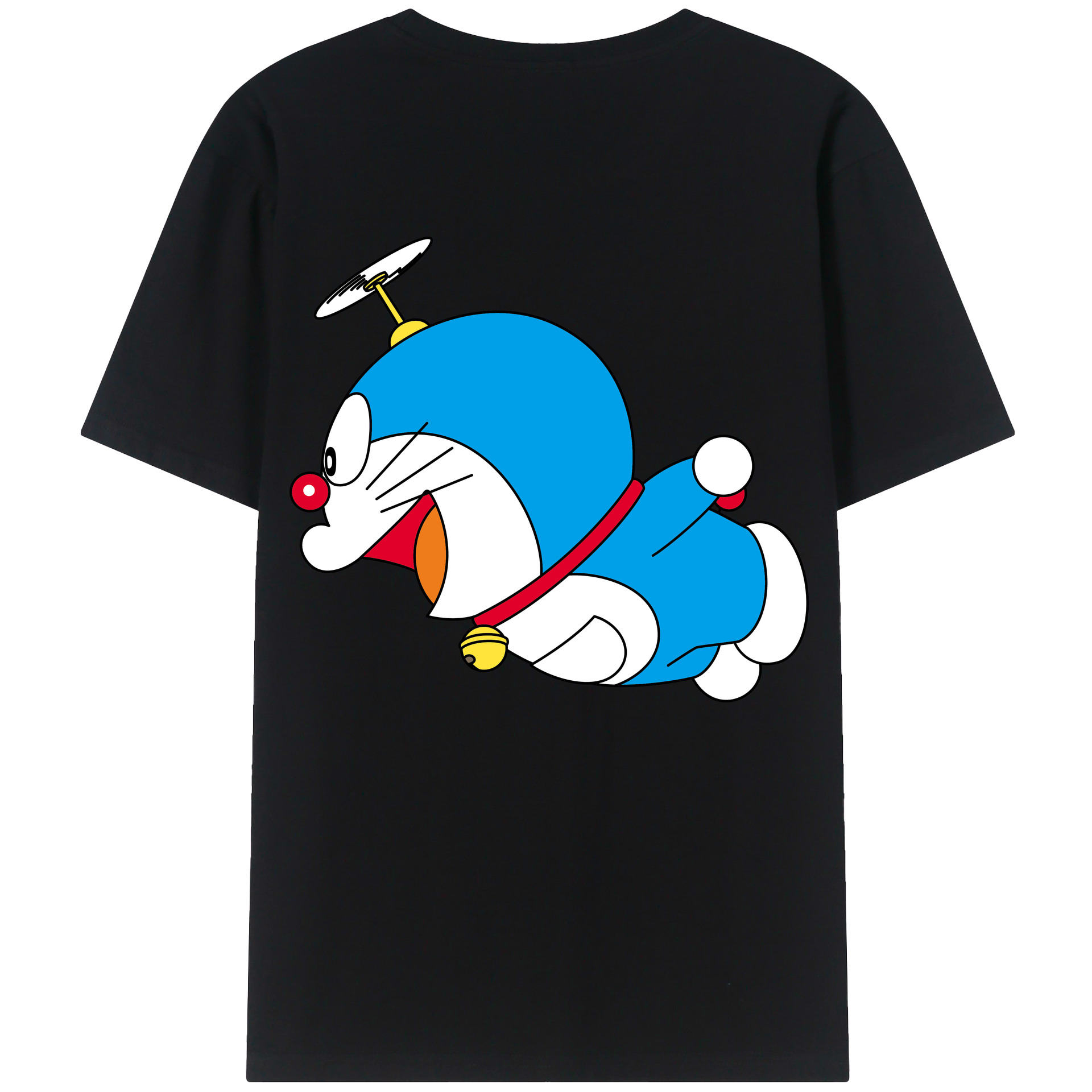 （画像用） ドラえもん Doraemon 綿100％ メンズ半袖Tシャツ（バックプリント） 通気性
