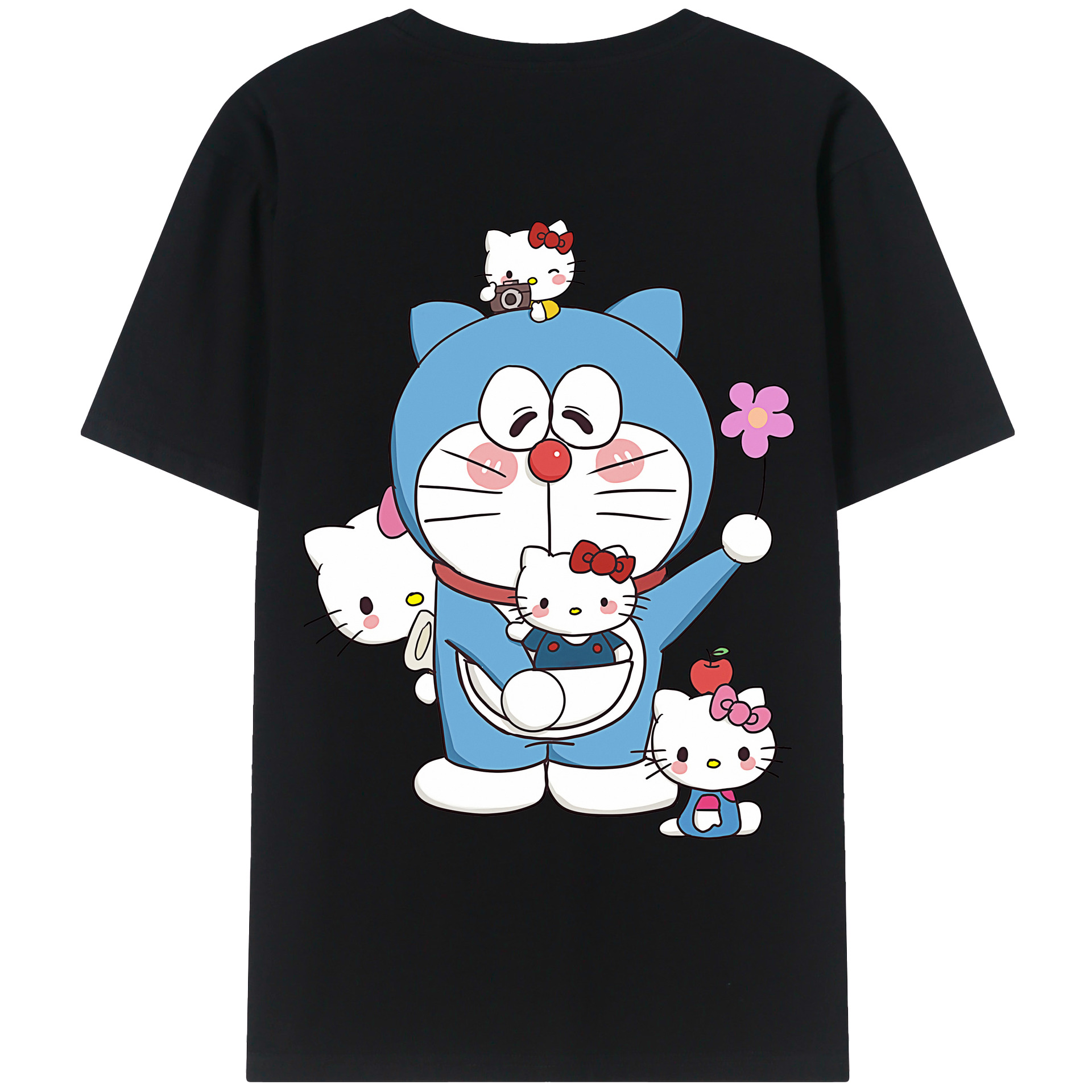（画像用） ドラえもん Doraemon 綿100％ メンズ半袖Tシャツ（バックプリント） 通気性