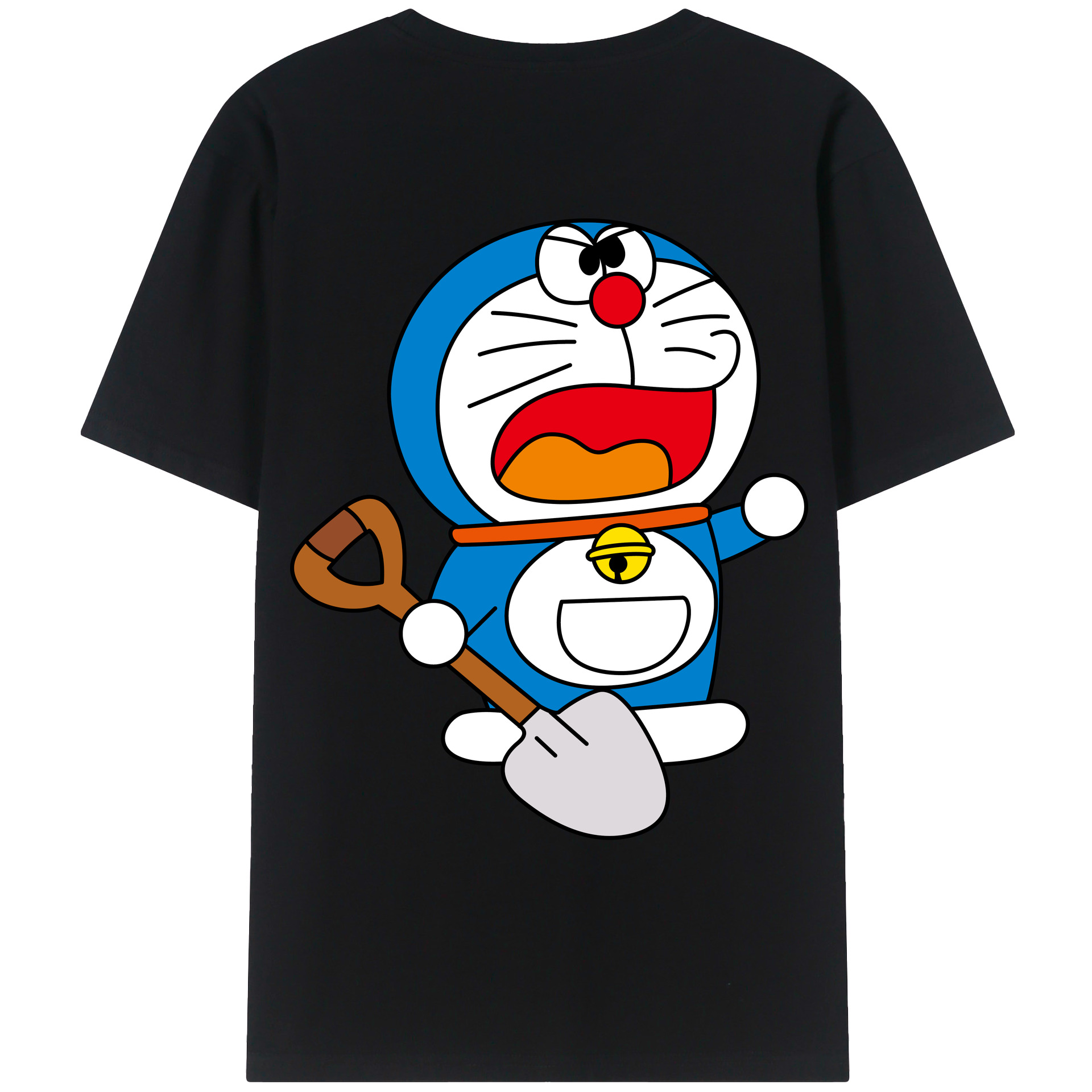 （画像用） ドラえもん Doraemon 綿100％ メンズ半袖Tシャツ（バックプリント） 通気性