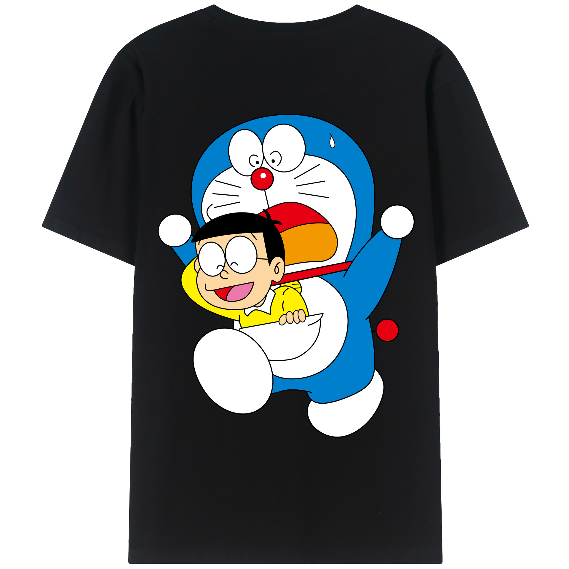 （画像用） ドラえもん Doraemon 綿100％ メンズ半袖Tシャツ（バックプリント） 通気性