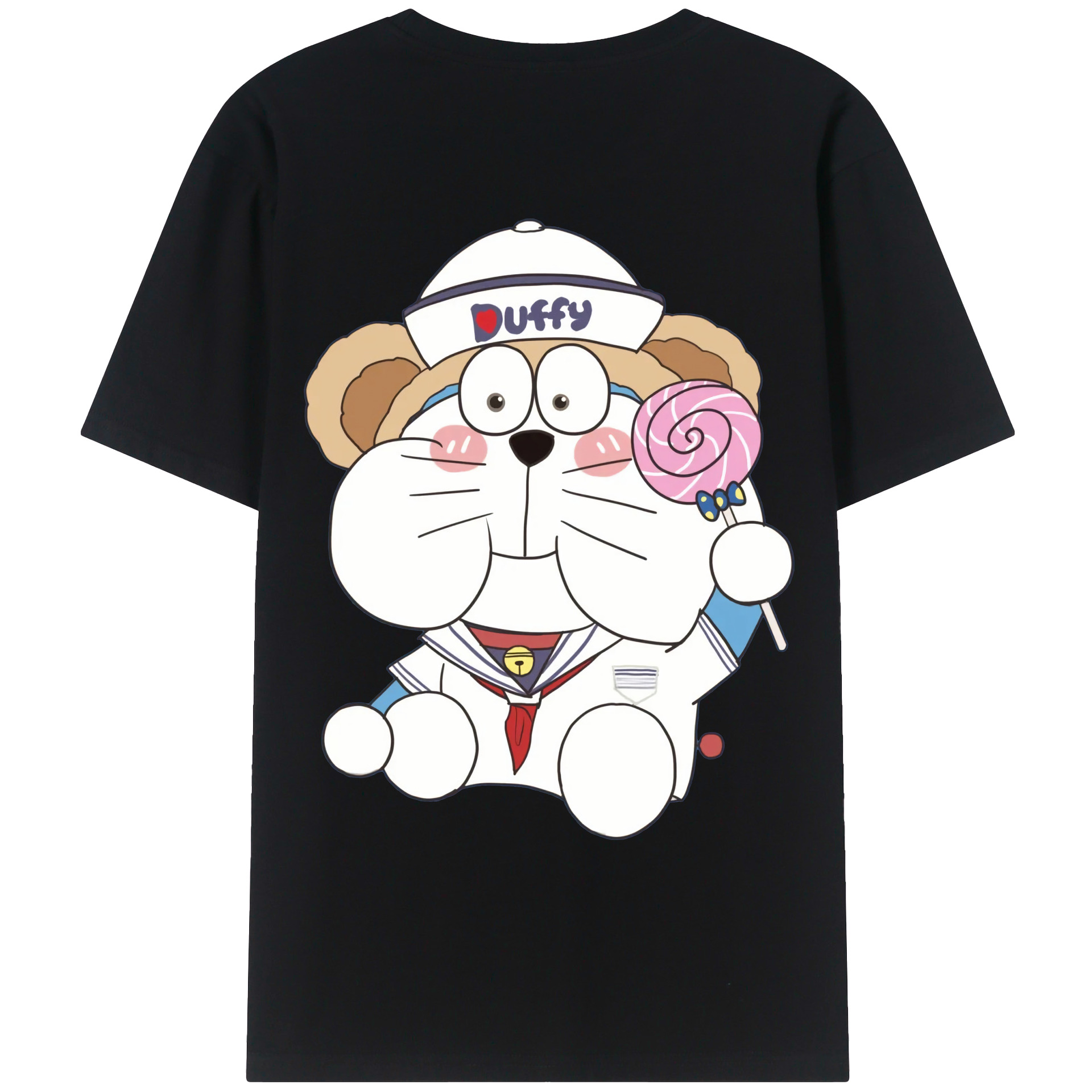 （画像用） ドラえもん Doraemon 綿100％ メンズ半袖Tシャツ（バックプリント） 通気性