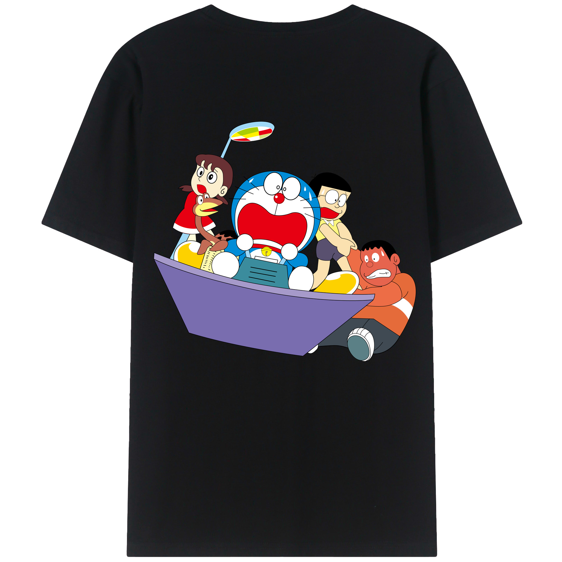 （画像用） ドラえもん Doraemon 綿100％ メンズ半袖Tシャツ（バックプリント） 通気性