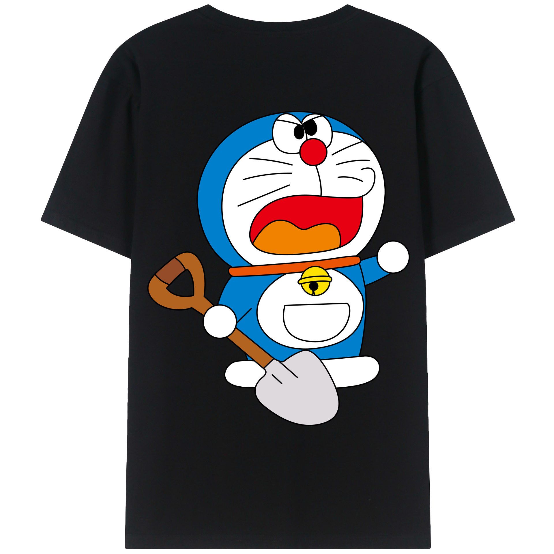 （画像用） ドラえもん Doraemon 綿100％ メンズ半袖Tシャツ（バックプリント） 通気性