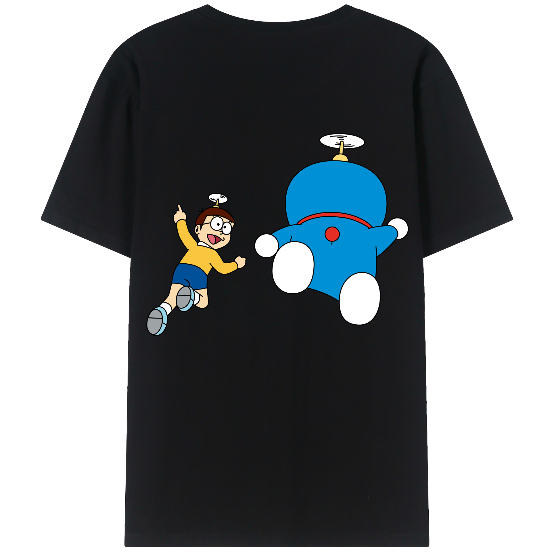 （画像用） ドラえもん 野比 のび太 Doraemon Nobita Nobi 綿100％ メンズ半袖Tシャツ（バックプリント） 通気性