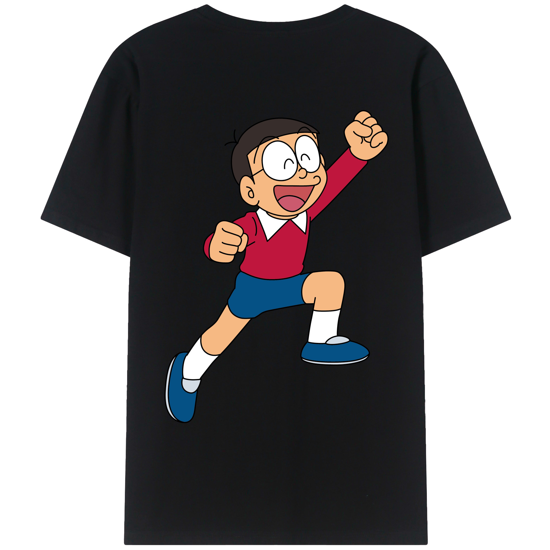 （画像用） ドラえもん 野比 のび太 Doraemon Nobita Nobi 綿100％ メンズ半袖Tシャツ（バックプリント） 通気性